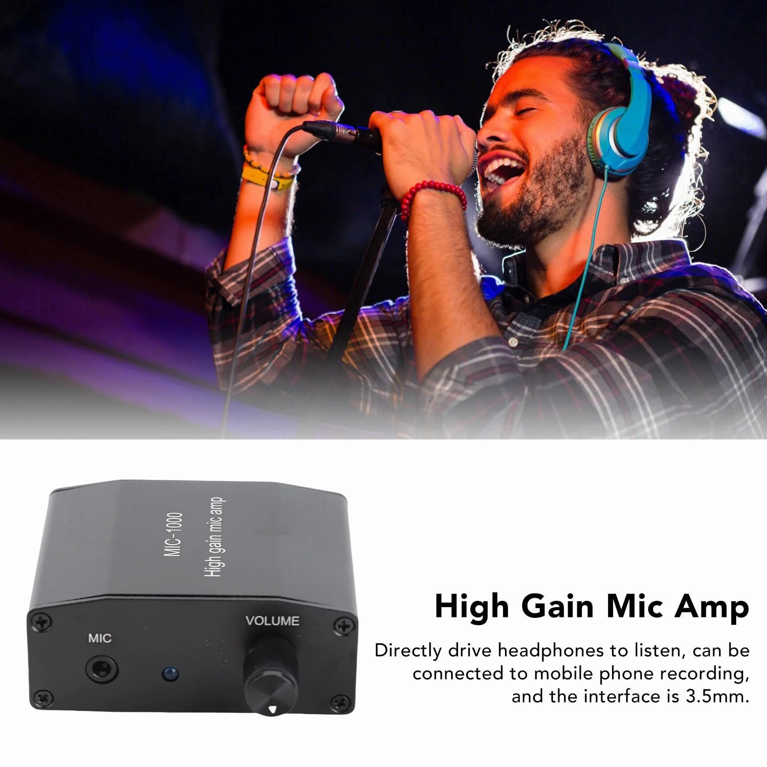 Source et Conditionnement Microphone Amplificateur Micro pour Ampli Audio Haut Gain 1000 Fois Amplification Kit D'accessoires Préamplis