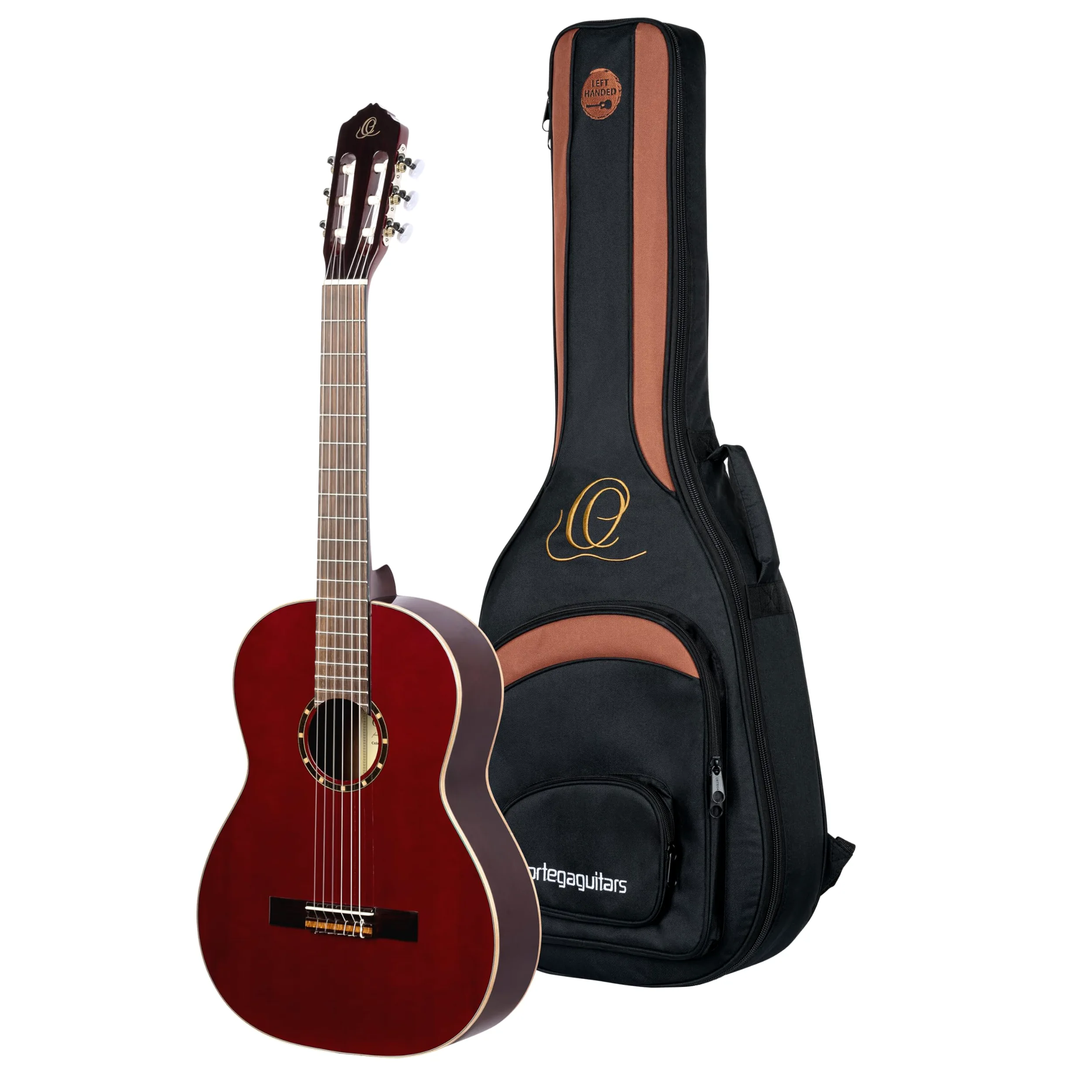 Ortega Guitars Guitare Classique Gaucher – 4/4 – Family Series – Housse Incluse – Épicéa / Acajou, Rouge (R121LWR)