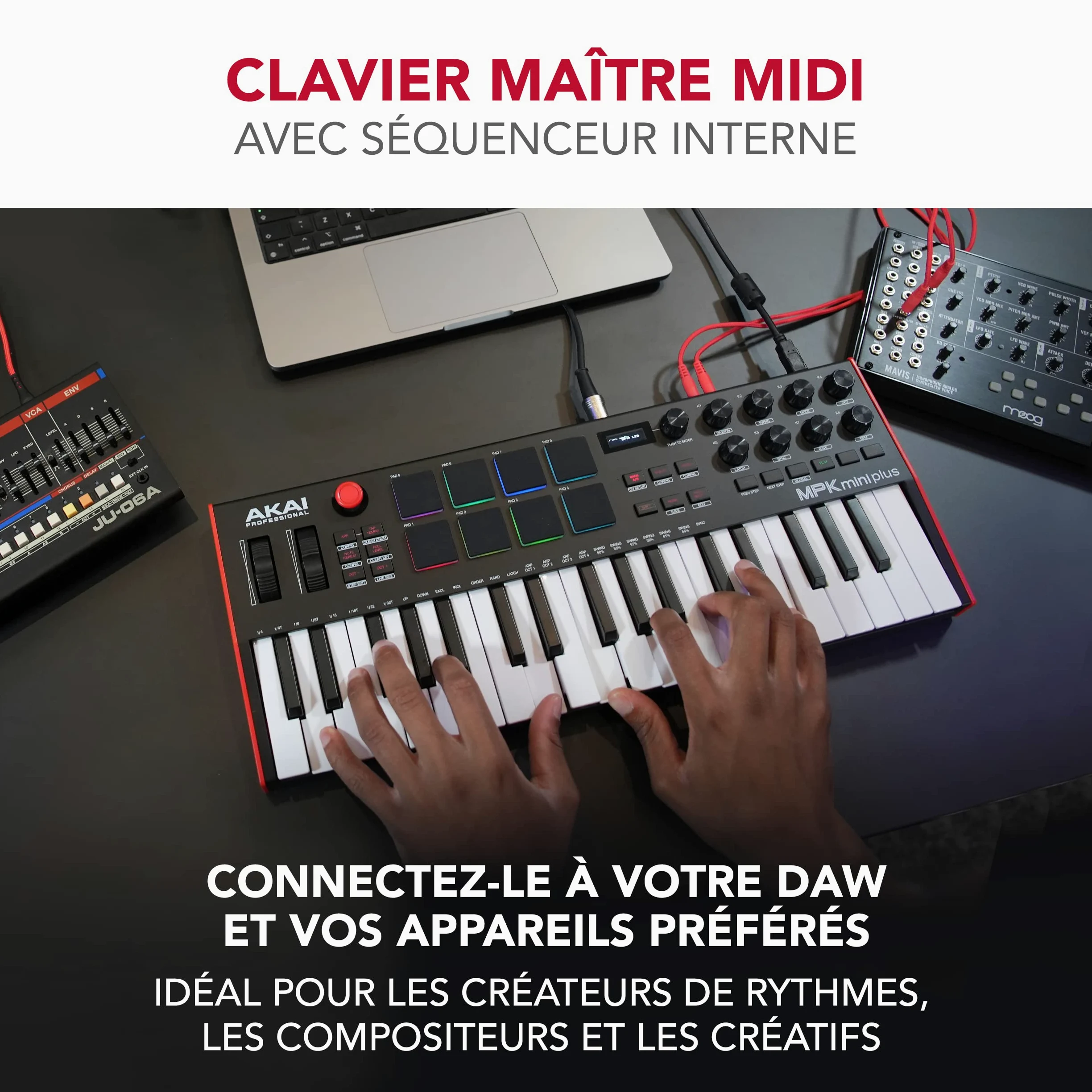 Akai Professional MPK Mini Plus - Clavier MIDI USB à 37 Touches avec Huit Pads MPC, Molettes, Logiciel de Production et Native Instruments Sound Package