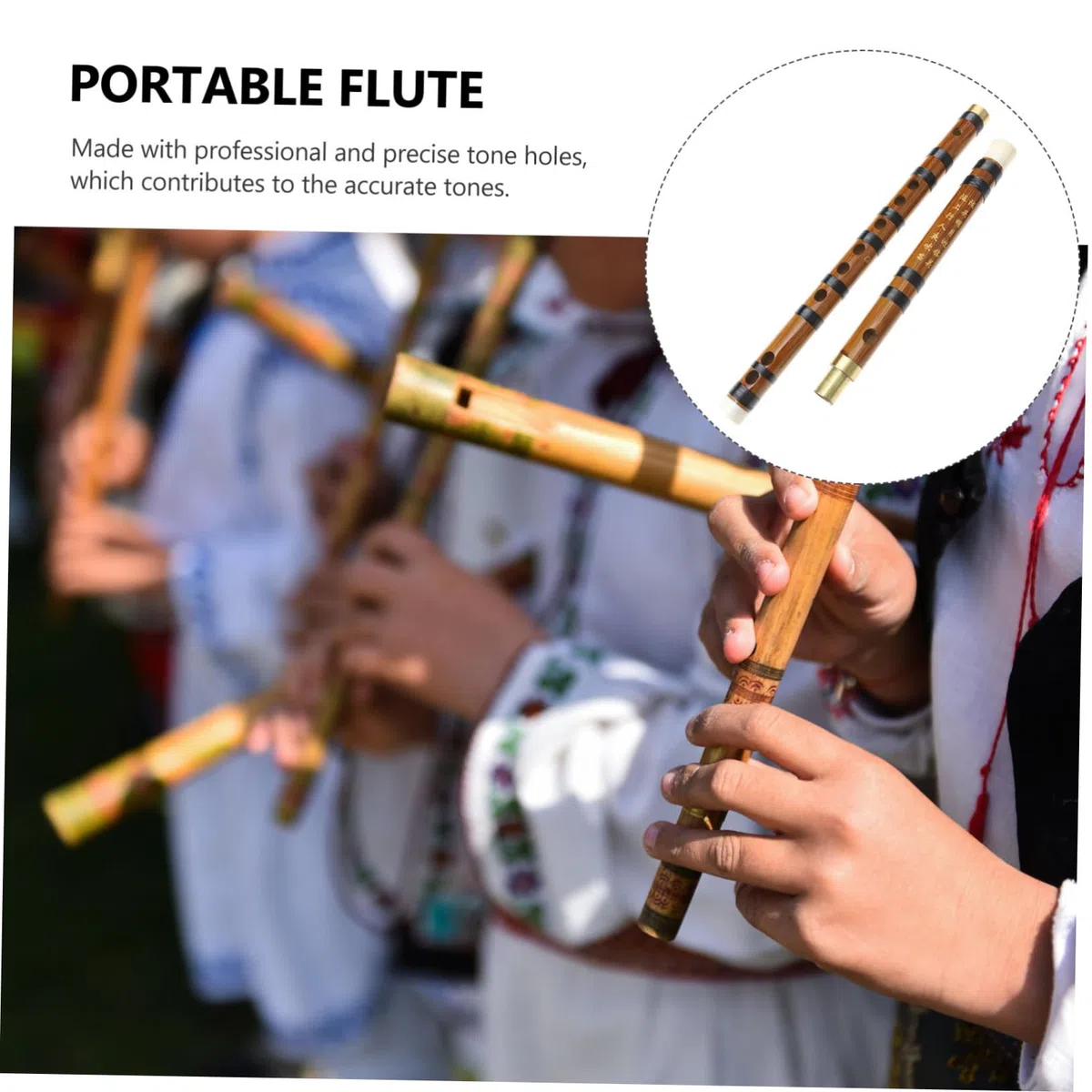 YARNOW Flûte en Bambou Détachable de Style Rétro, Ton Précis et Prise en Main Confortable, Instrument Traditionnel pour Débutants en Musique