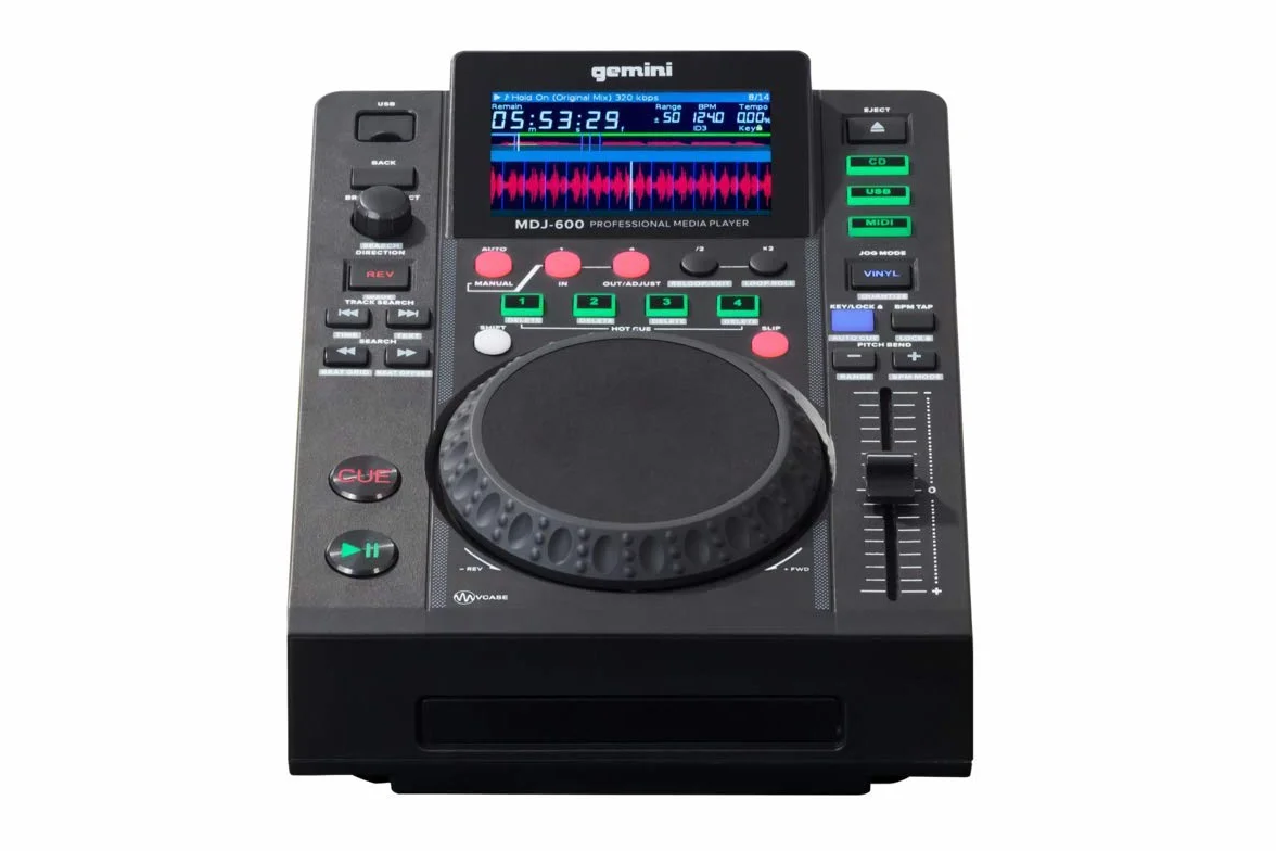 Gemini MDJ-600 Lecteur multimédia pour DJ avec écran Couleur 4,3" et molette de défilement de 5"