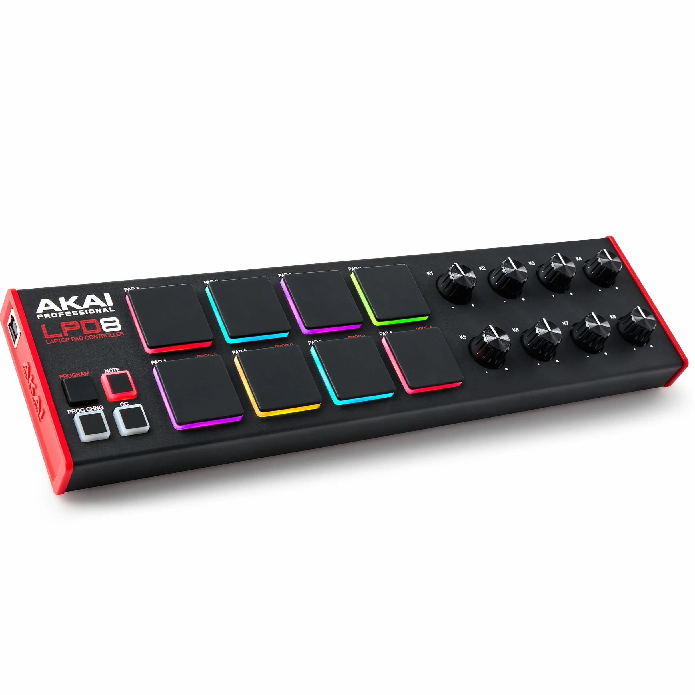 Akai Professional LPD8 - Contrôleur MIDI USB avec Huit Drum Pads MPC Réactifs pour Mac et PC, Huit Molettes Assignables et Logiciel de Production