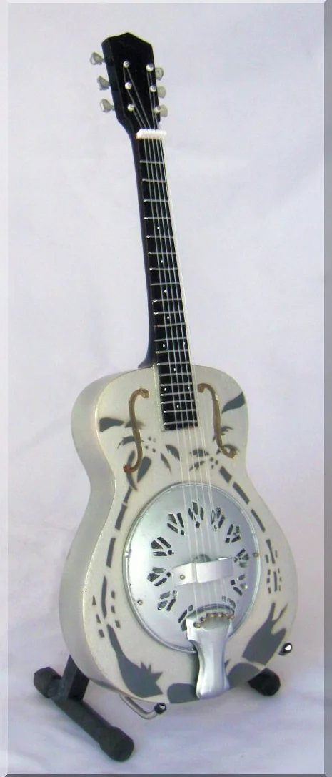 ARTSTUDIO35 Guitare Miniature Résonateur Dobro Mark Knopfler Silver 6 Cordes