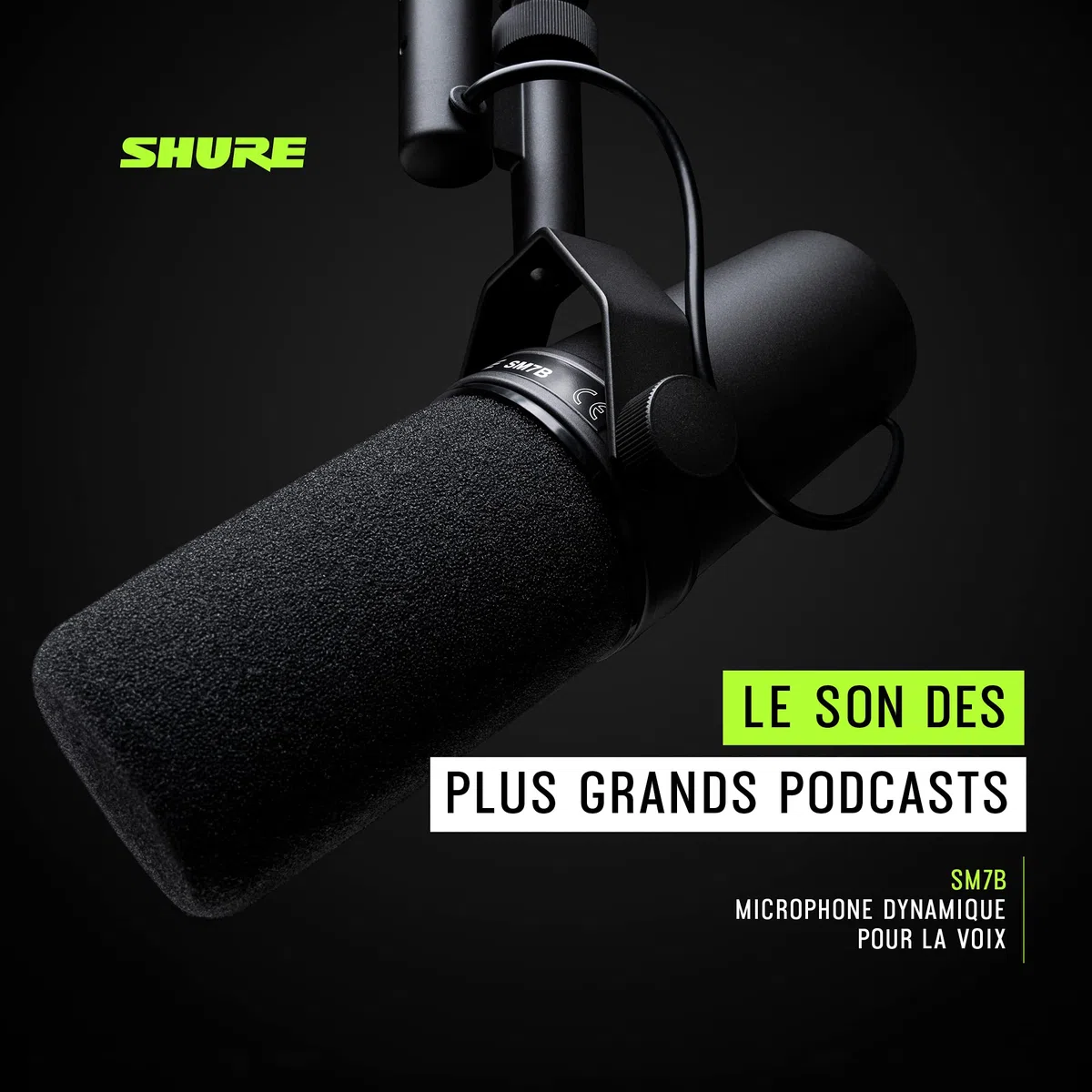 Shure SM7B Microphone Dynamique Cardioïde, Son Doux et Chaleureux pour Le Broadcast, Le Podcast ou L’Enregistrement