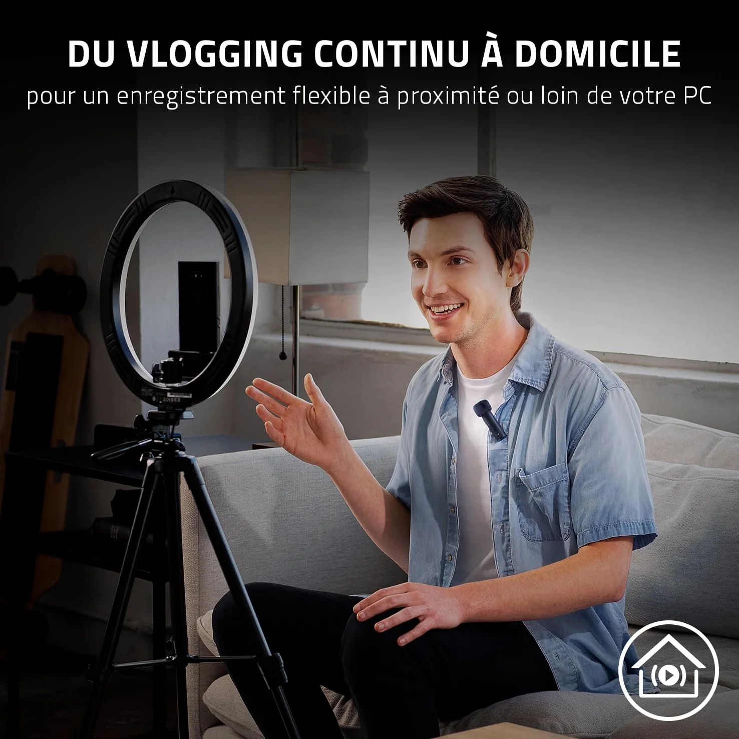 Razer Seiren BT - Microphone Bluetooth portable (Micro Omnidirectionnel, Annulation de Bruit Ultraperformante et Personnalisable, Bonettes coupe-vent, Pour le Vlog, Compatible avec le Streaming)