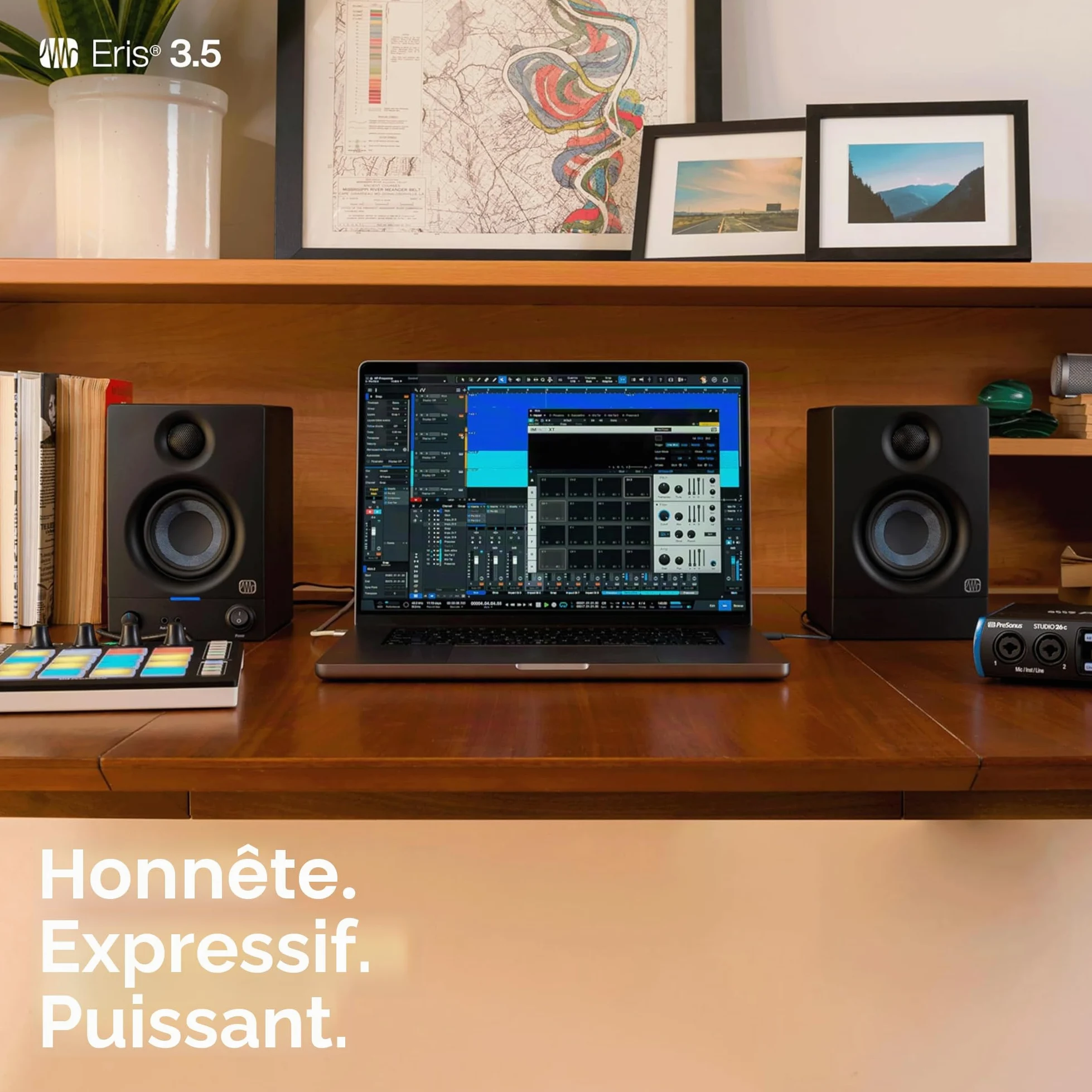 PreSonus Eris 3.5 Gen 2, Enceintes Actives 3,5" de Bureau pour Multimédia, Gaming, Production Musicale de Qualite Studio, Puissance de 50 W