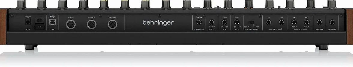 Behringer MONOPOLY Synthétiseur polyphonique analogique 4 voix avec 37 touches pleine taille, 4 VCO, VCF, 2 LFO, 2 enveloppes, synchronisation et modulation croisée et arpégiateur