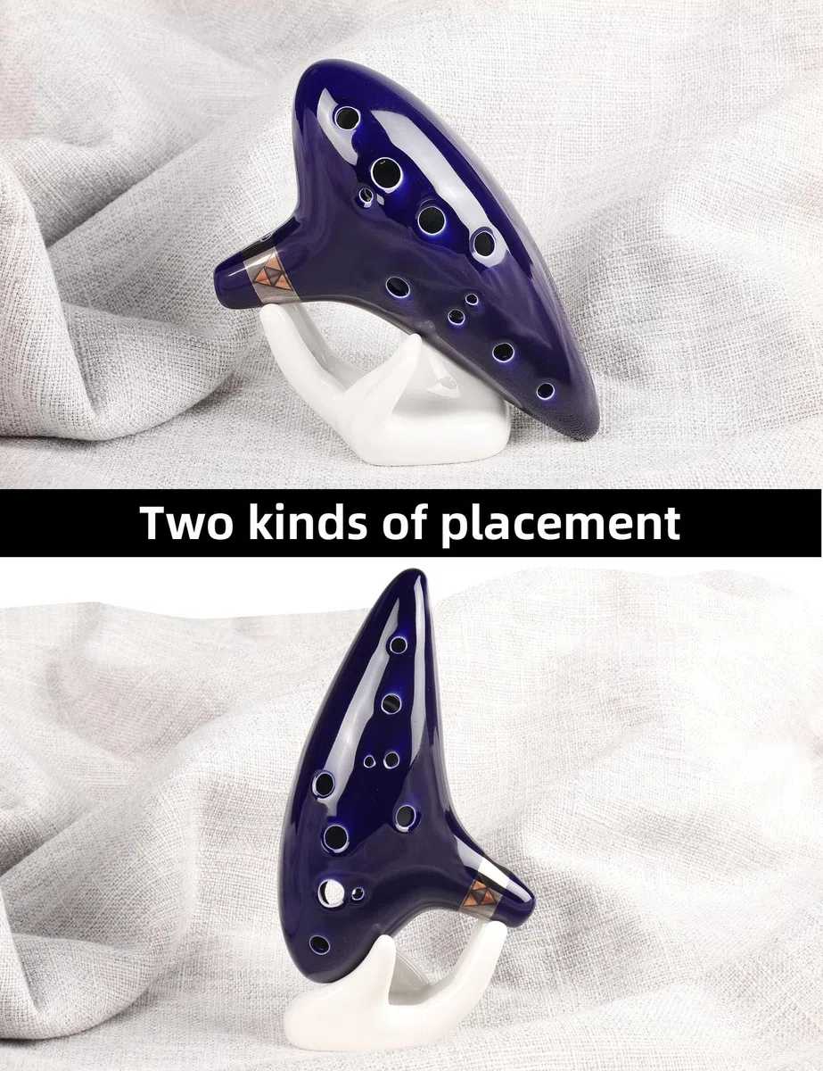 Mr.Power Ocarina Alto Do 12 trous en céramique bleue avec sac et livre de chansons, compatible avec les débutants, les fans de Zelda, les instruments de musique