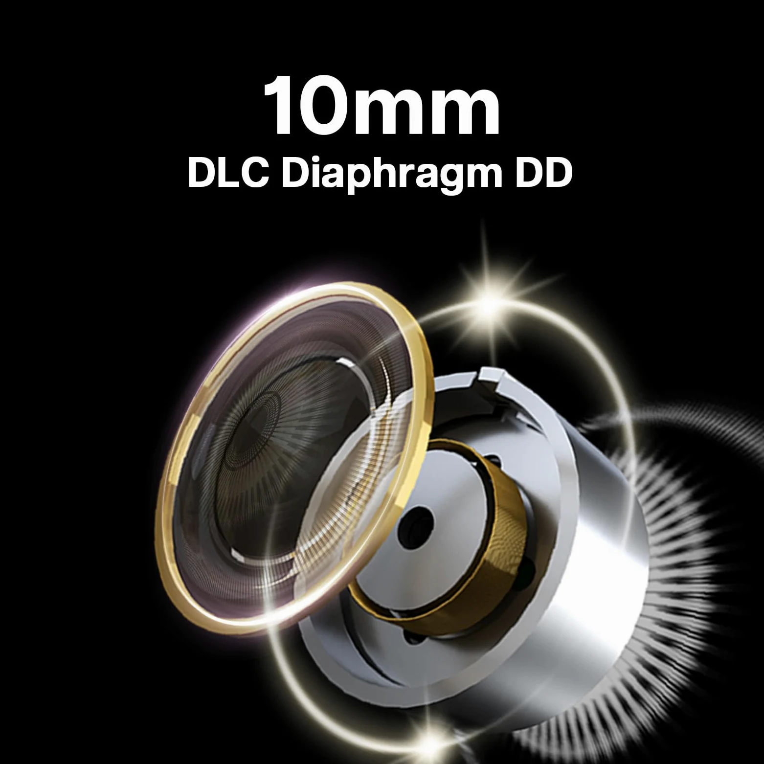 Linsoul 7HZ G1 Moniteur Intra-auriculaire, Diaphragme DLC 10mm, Pilote Dynamique IEM, Ecouteur de Jeu Filaire avec Câble OFC Plaqué Argent pour Musicien Audiophile (3,5 mm, sans Micro, Noir)