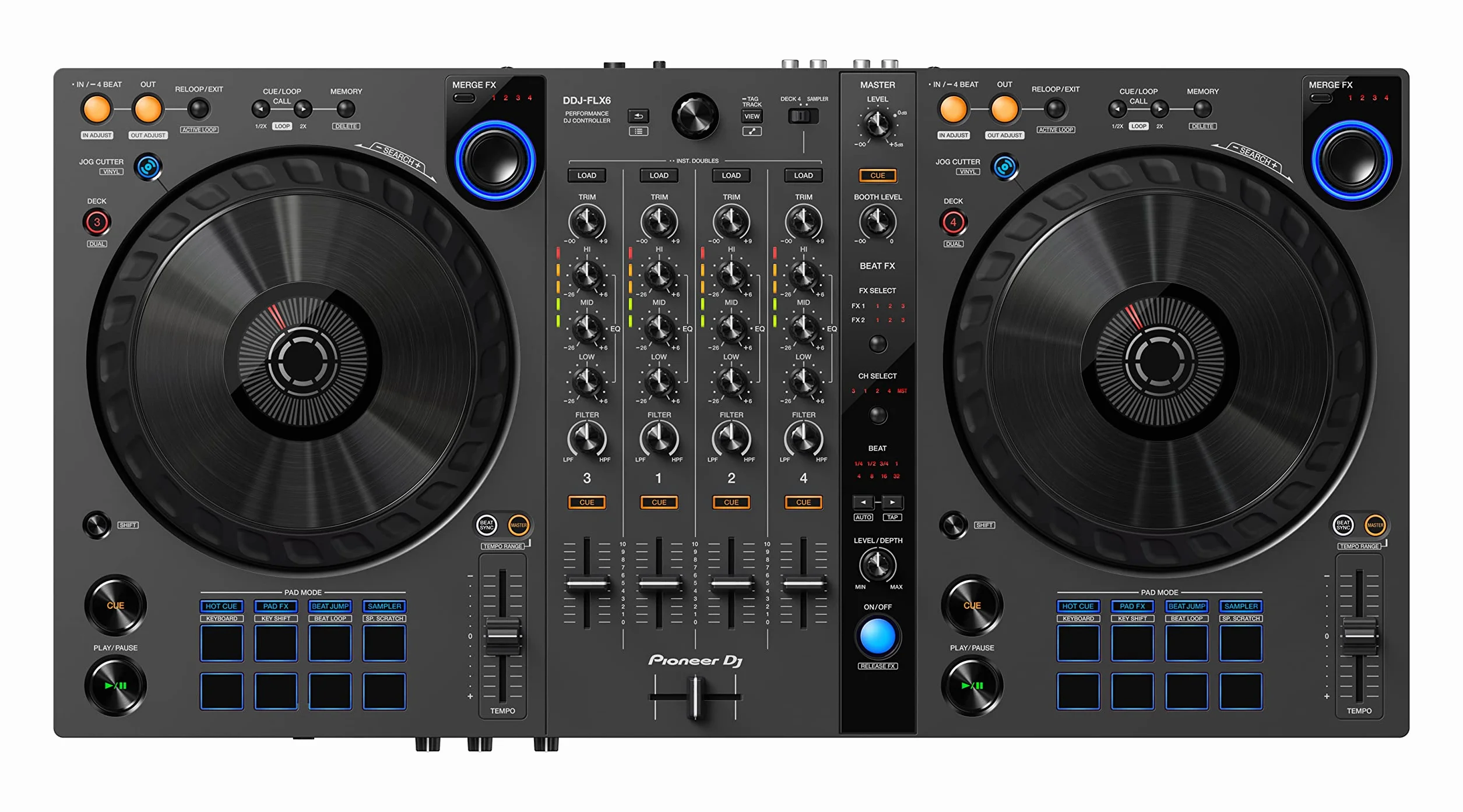 Pioneer DJ DDJ-FLX6-GT Contrôleur 4 canaux pour Rekordbox Serato Traktor Virtual DJ