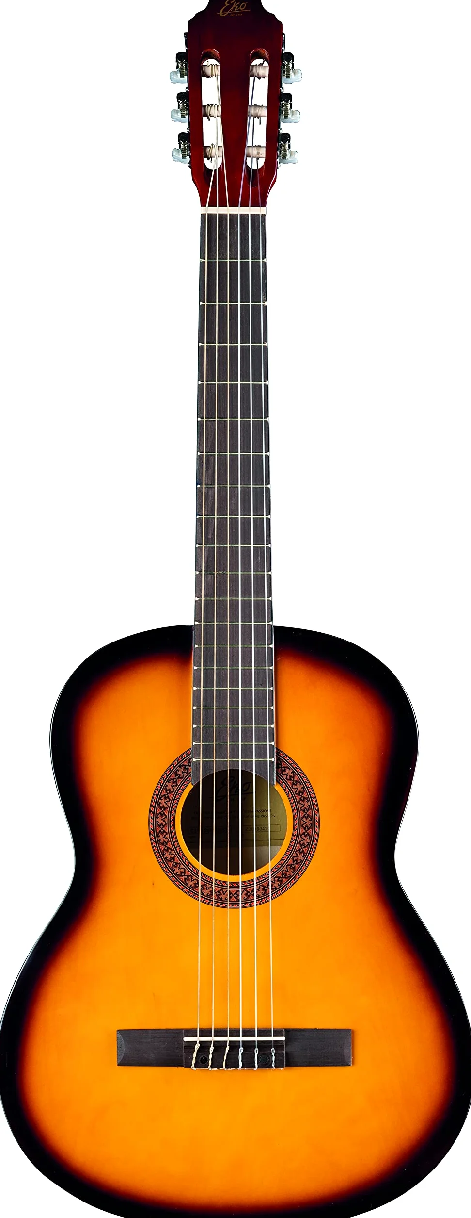 EKO GUITARS – CS-10 SUNBURST, Guitare Classique Série Studio, Manche 4/4, Table en Tilleul, Éclisses et Fond en tilleul laminé, Manche et touche en Bouleau, Housse incluse, Couleur Sunburst