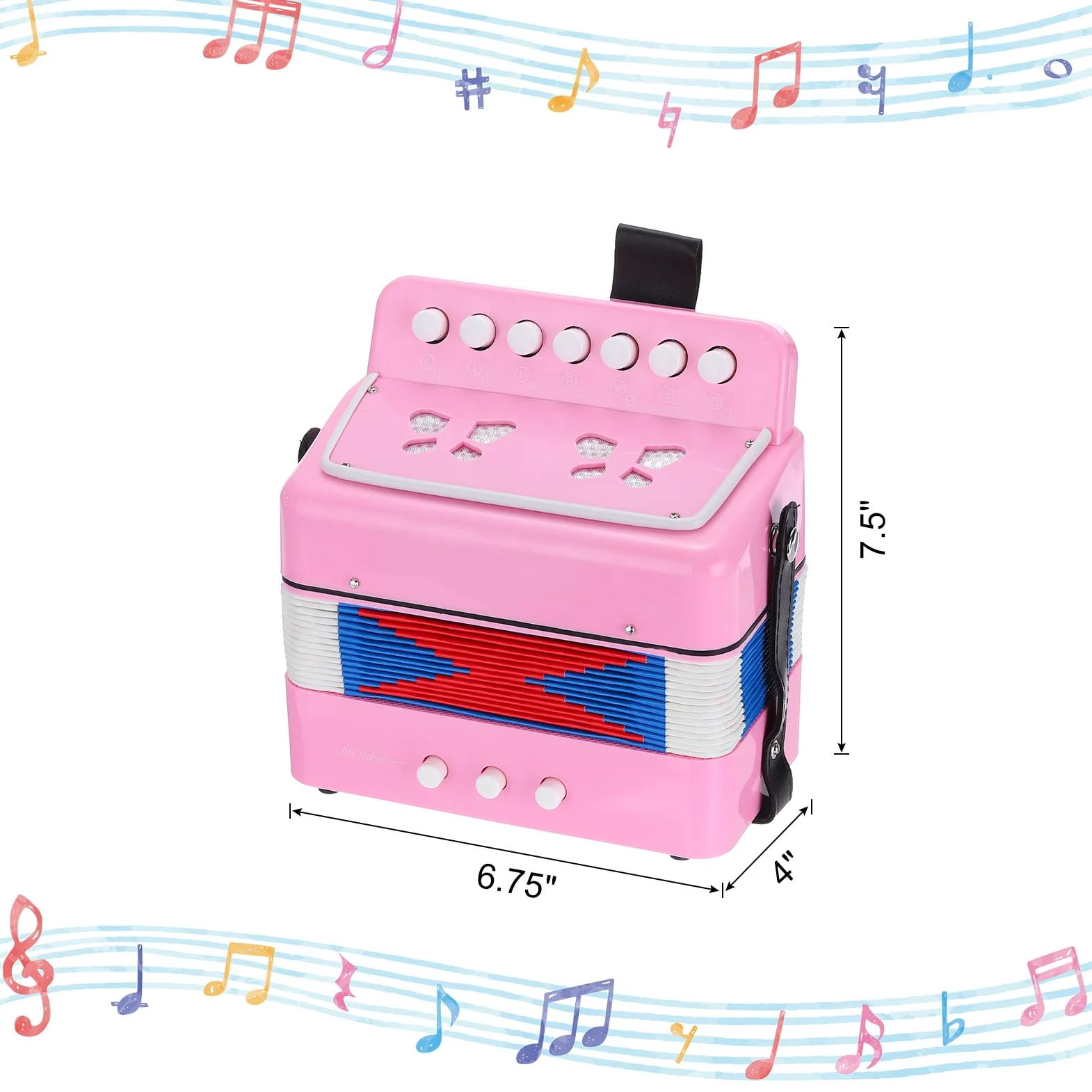QUARKZMAN Accordéon 10 Touches Accordéon à Boutons Mini Instrument de Musique Cadeaux pour Adultes Débutants Éducatif, Rose Clair