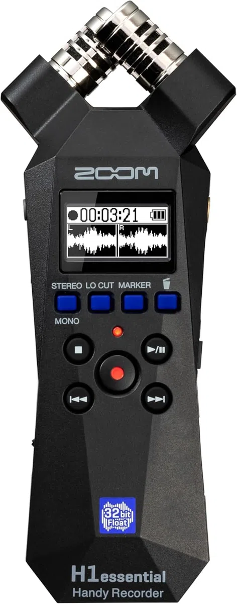 Zoom H1essential Ensemble enregistreur audio portable 2 pistes 32 bits avec APH-1e avec pare-brise poilu, coque rembourrée, adaptateur secteur et câble USB C