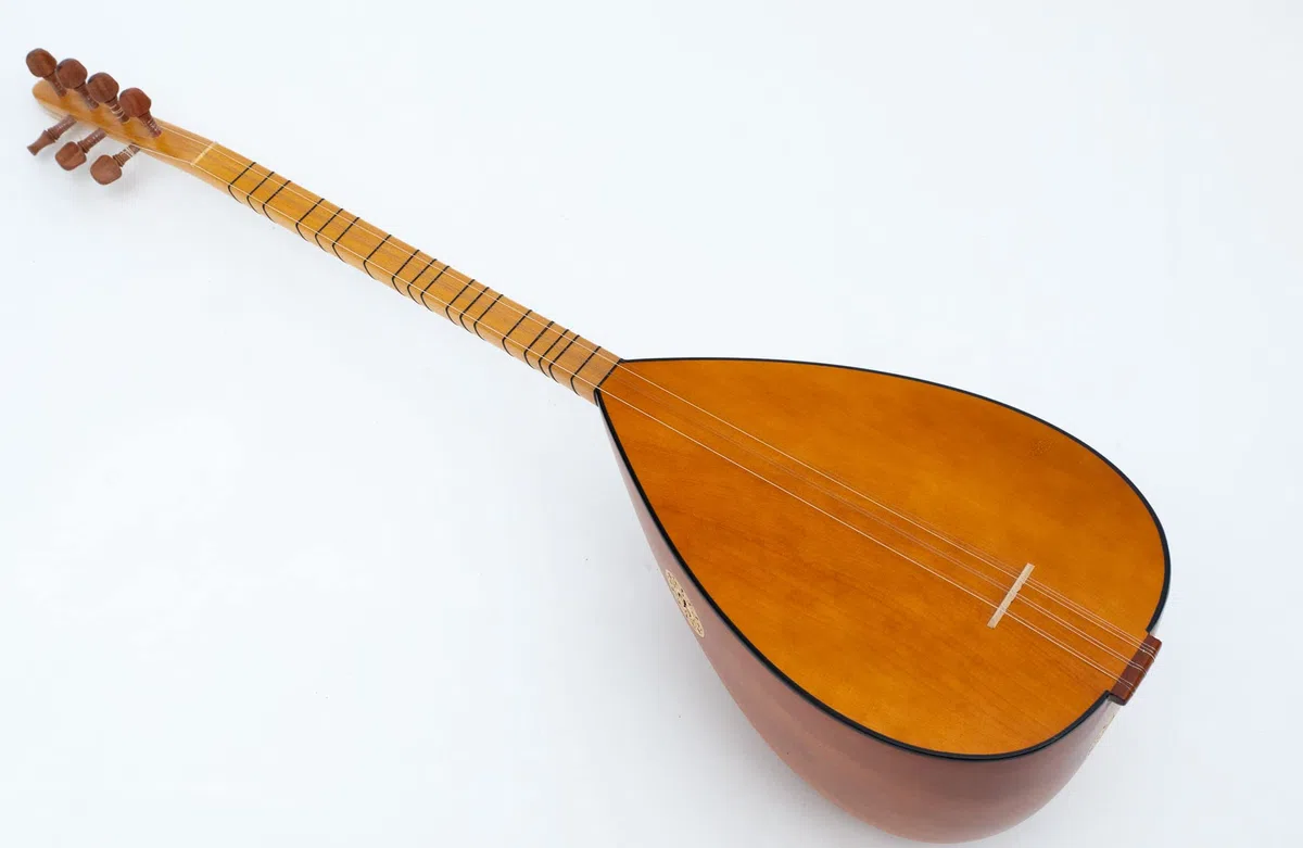 Baglama turc à col court Saz en bois de cerisier massif avec micro intégré