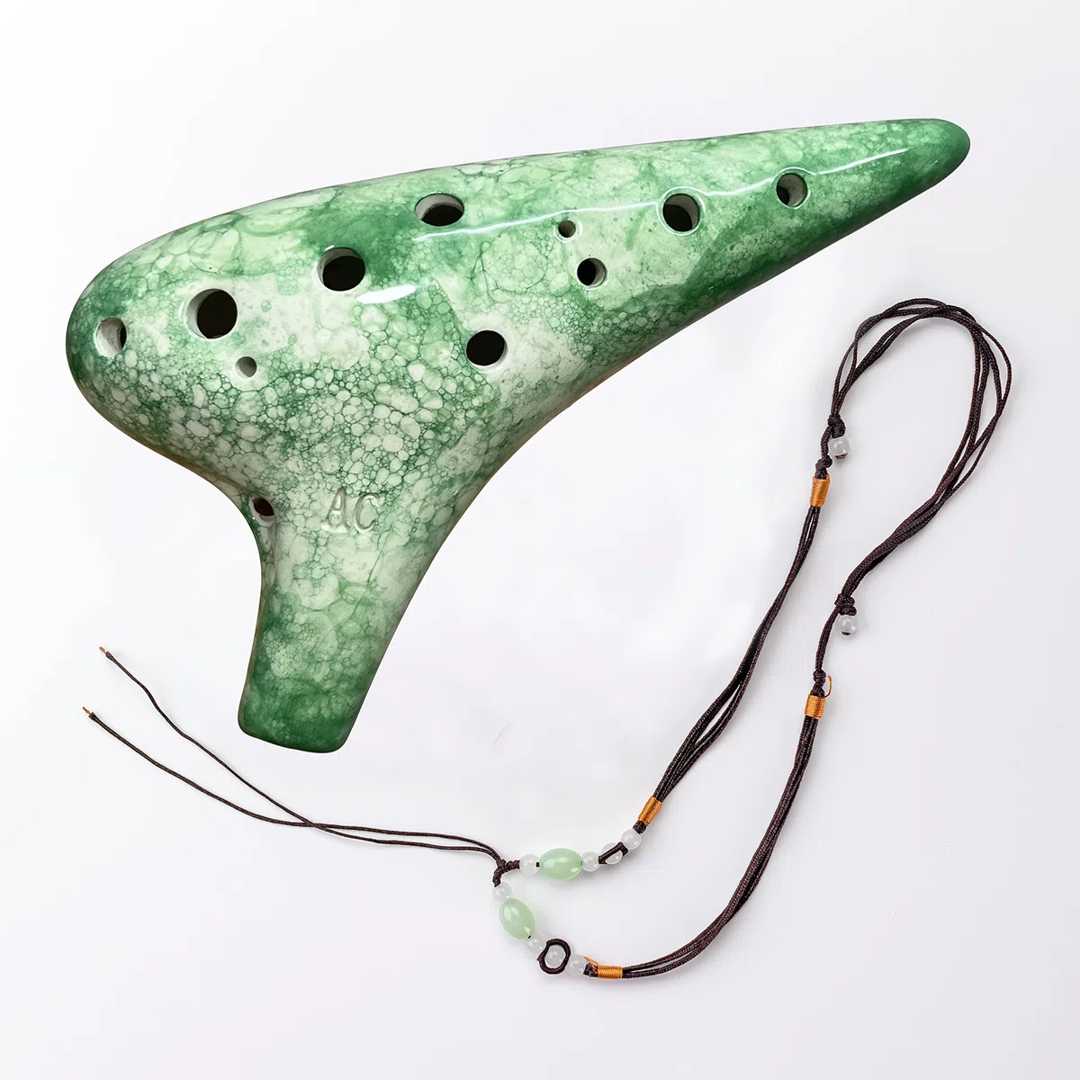 Ocarina Ocarina 12 trous avec livre de chansons pour débutant, ocarina alto do en céramique (vert bulle)