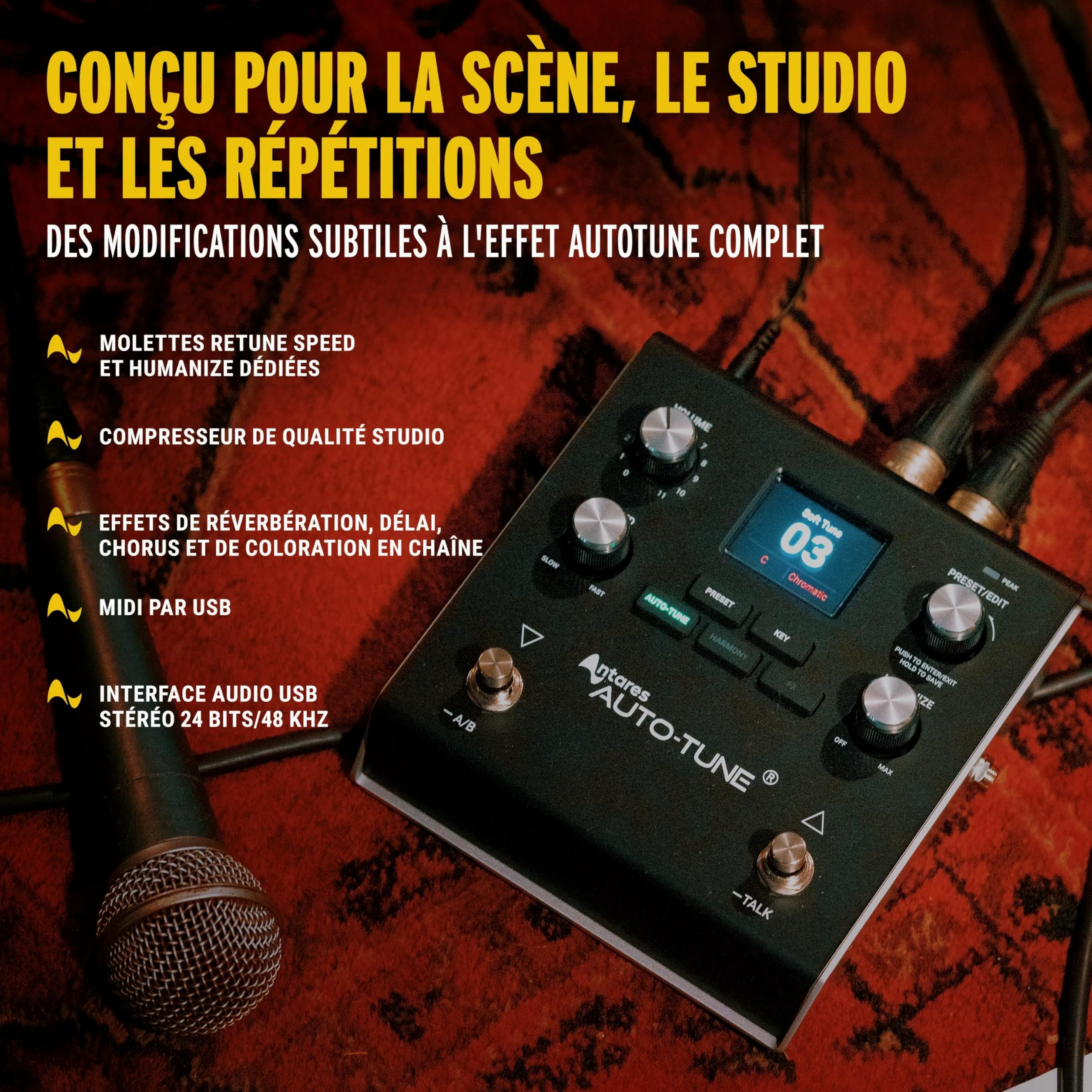 HeadRush VX5 - Pédale d'effets Vocaux avec Antares AutoTune, Correction de Tonalité en Temps Réel, Harmonie vocale, Entrées Guitare et Micro, Interface Audio