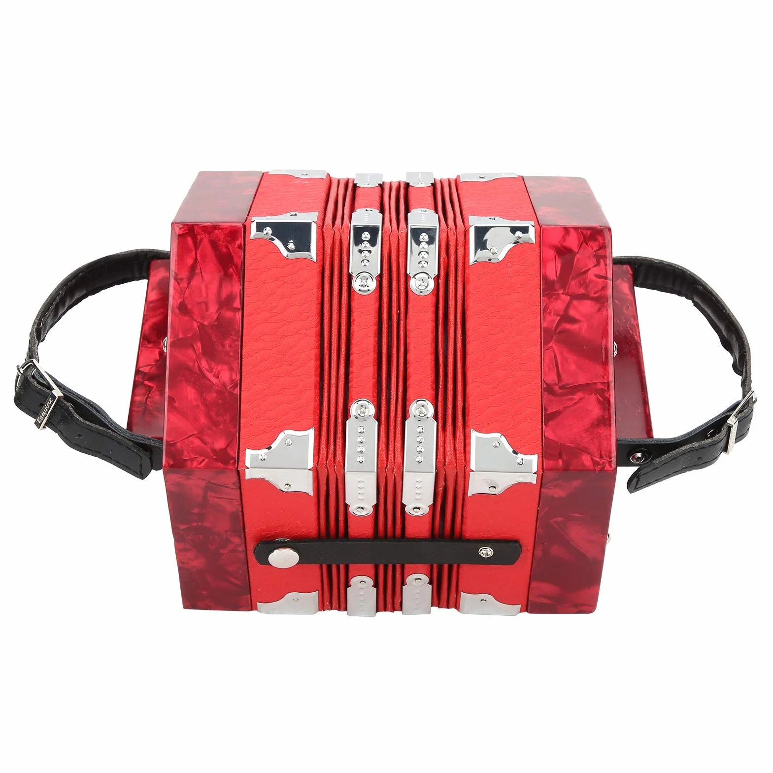 Accordéon Professionnel, Accordéon Concertina Professionnel Portable pour Adultes Fournitures D'instruments de Musique (Rouge)