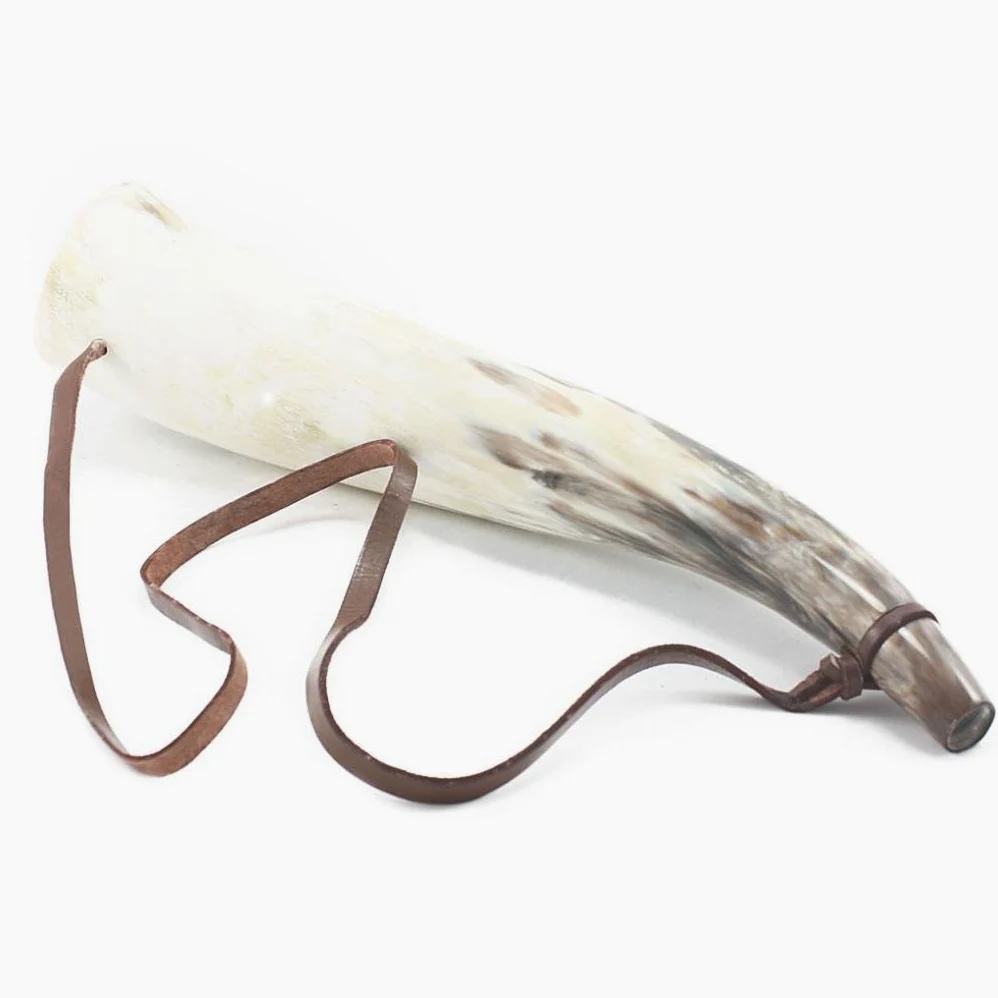 HORNCRAFT Bugle en corne de bœuf | Corne de guerre viking | Trompette sonore de combat | 33 cm | clairon poli léger | Chasse de style trompette | Parfait pour la reconstitution