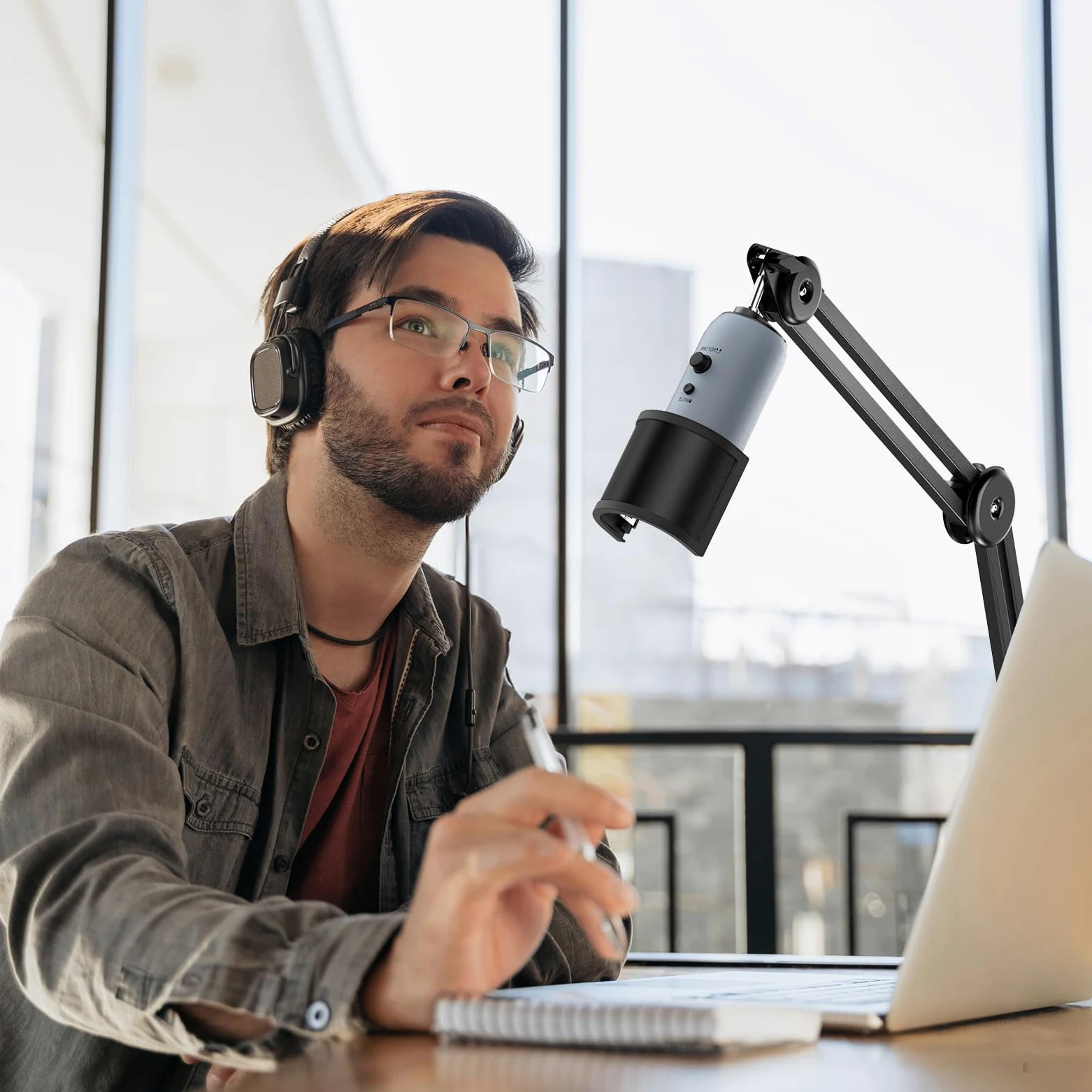 TONOR Micro Boom Arm, Bras de Perche avec élévateur pour Razer, Entièrement Réglable, Parfait pour les Podcasts, le Streaming, les Jeux, le Bureau à Domicile, 40 cm +40 cm, T40