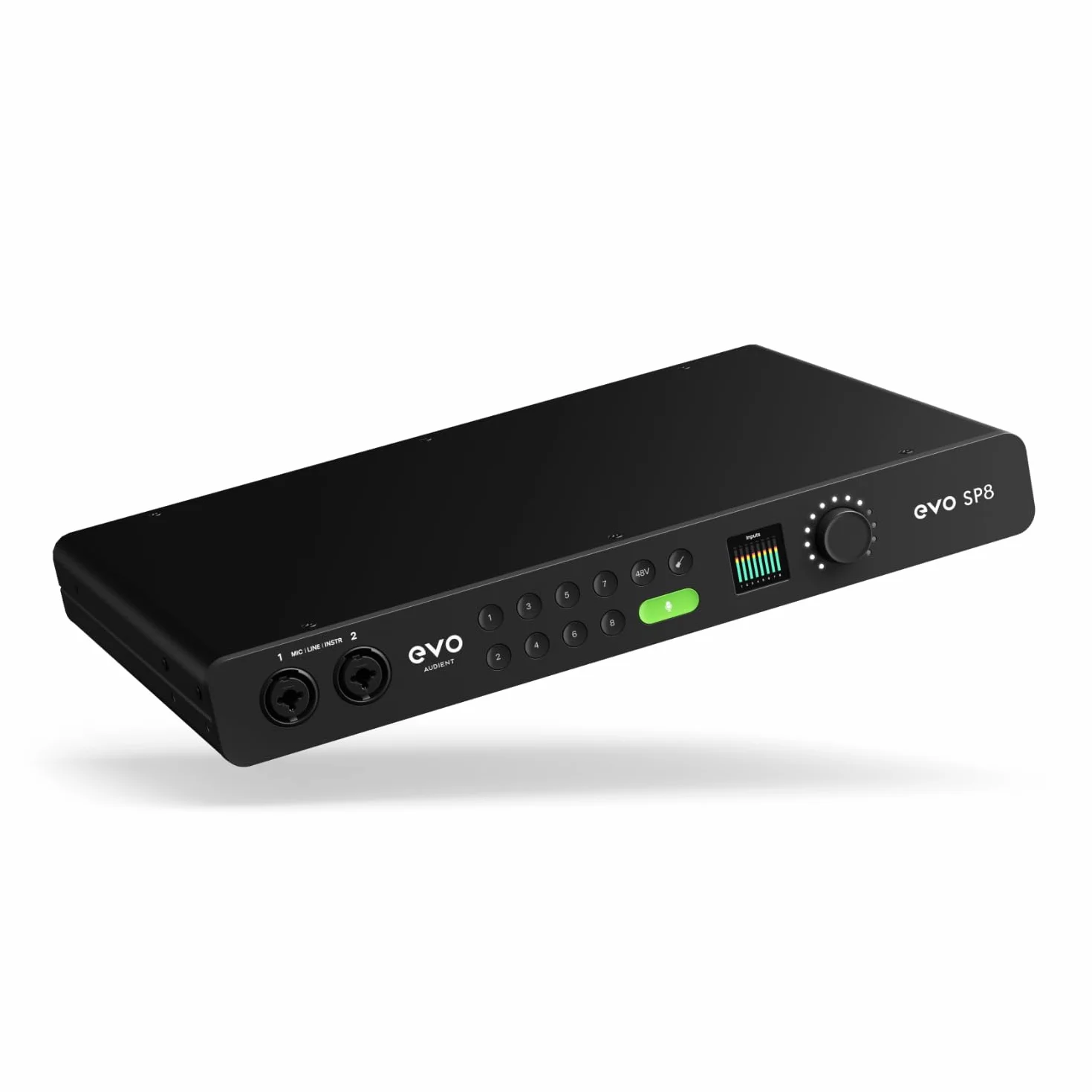 Audient EVO SP8, Studio-Preamp-Expander, Huit préamplis EVO, 8 x préamplis micro EVO avec Smartgain, 8 x sorties ligne, préampli micro, 58dB Mic Gain, convertisseur AD/DA 32 bits, noir