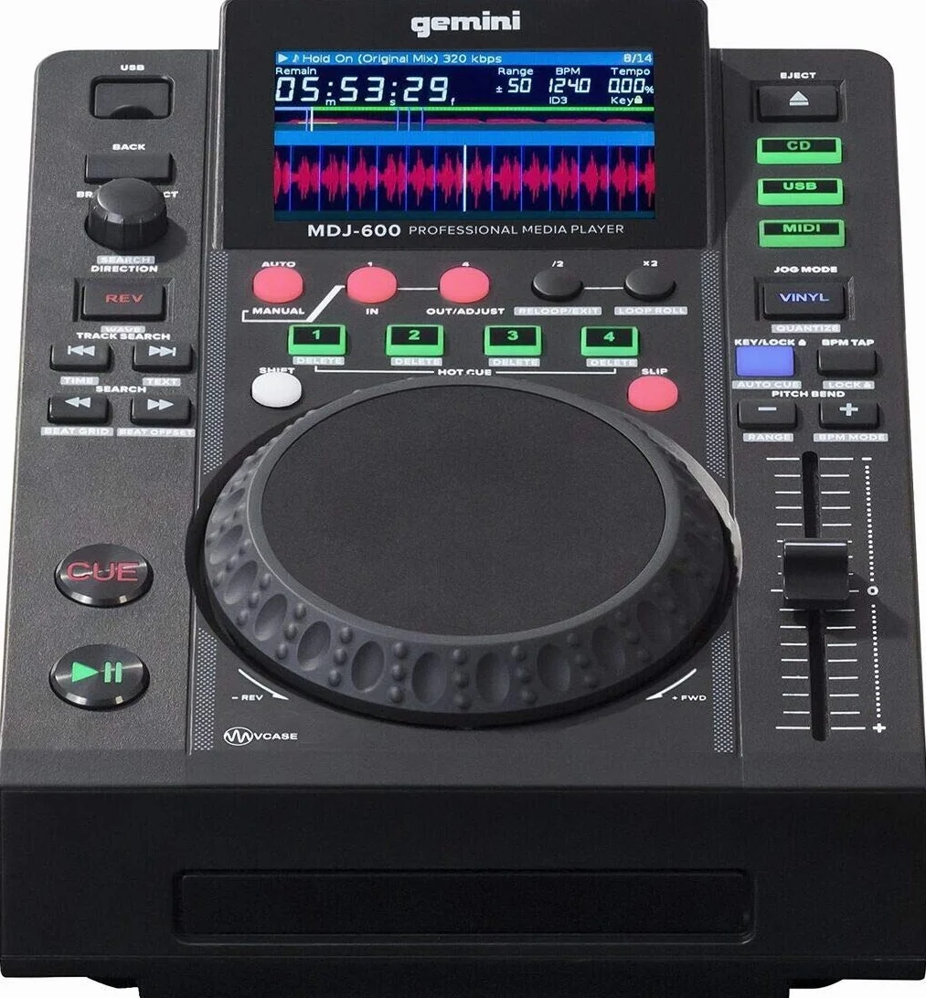 Gemini Sound MDJ-600 - Lecteur de CD / Multimédia Professionnel avec 4 Cues Chaudes et Boucle Automatique / Manuelle, Écran Couleur, Carte Sonore 24 bits / 192kHz