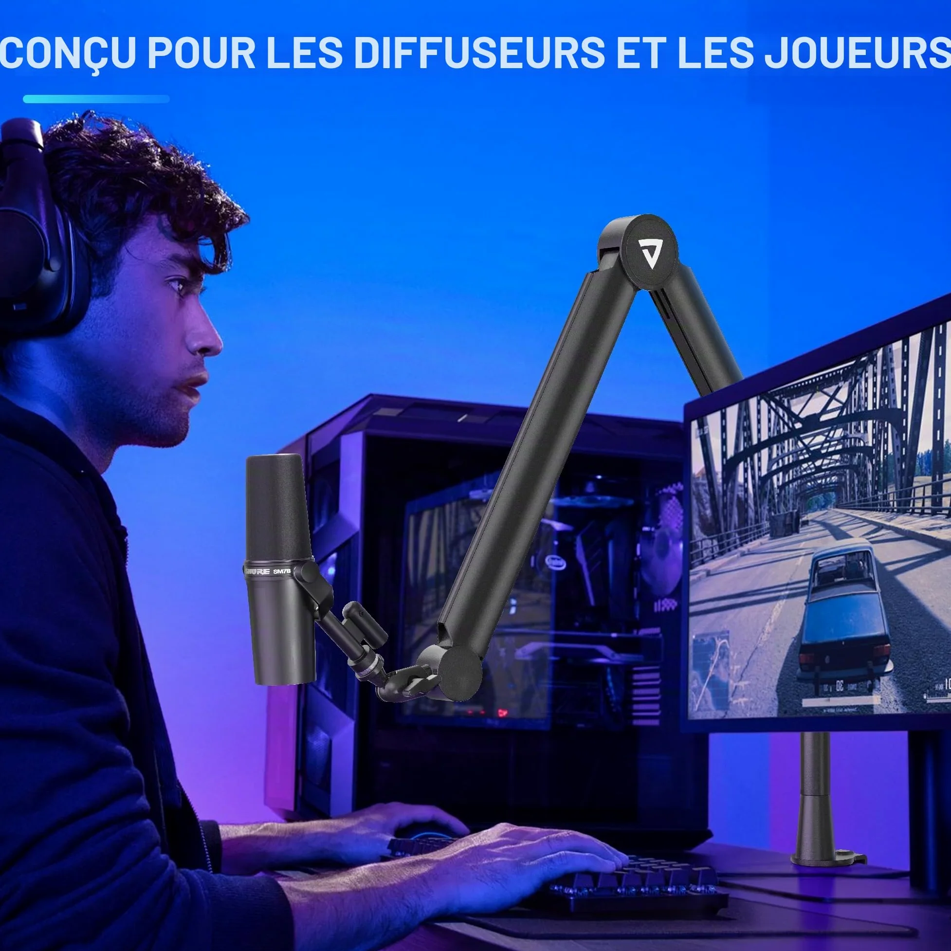 Thronmax-S8 Bras Micros, Supports pour Micros Réglable rotatif à 360 °, Pied de microphone à Ciseaux avec Câble Intégré en acier inoxydable pour Blu Yeti, 1/4“，3/8" to 5/8" Universelle