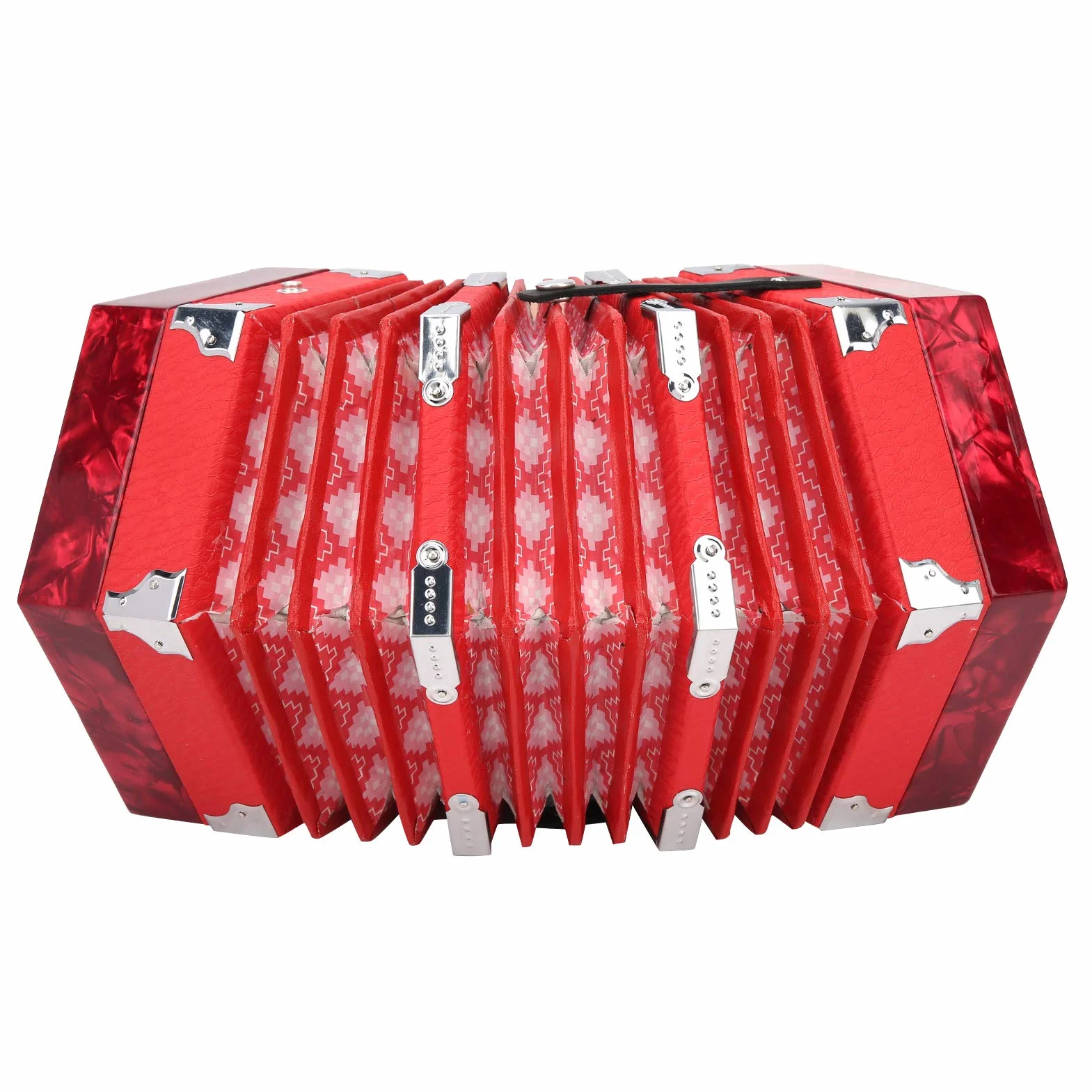 Accordéon Professionnel, Accordéon Concertina Professionnel Portable pour Adultes Fournitures D'instruments de Musique (Rouge)