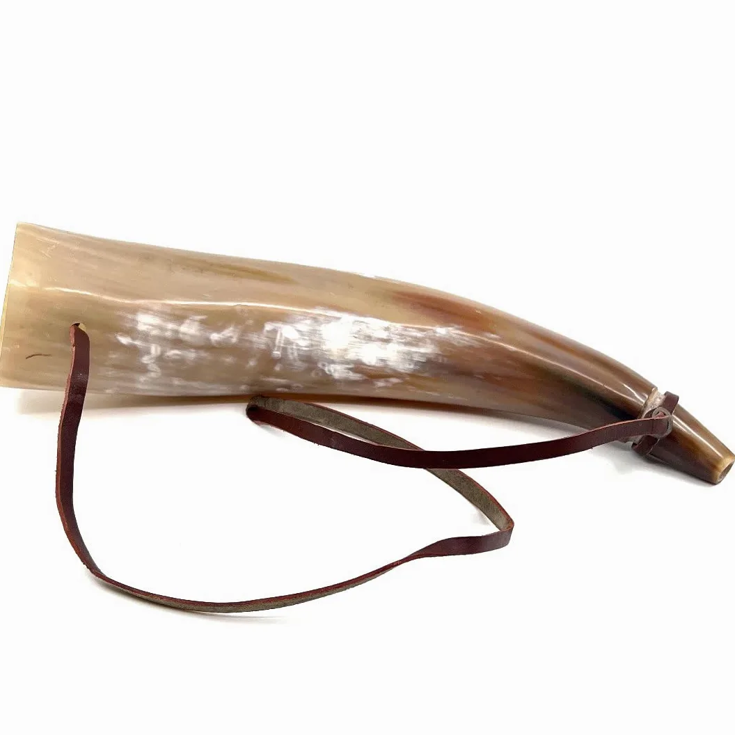 HORNCRAFT Bugle en corne de bœuf | Corne de guerre viking | Trompette sonore de combat | 33 cm | clairon poli léger | Chasse de style trompette | Parfait pour la reconstitution