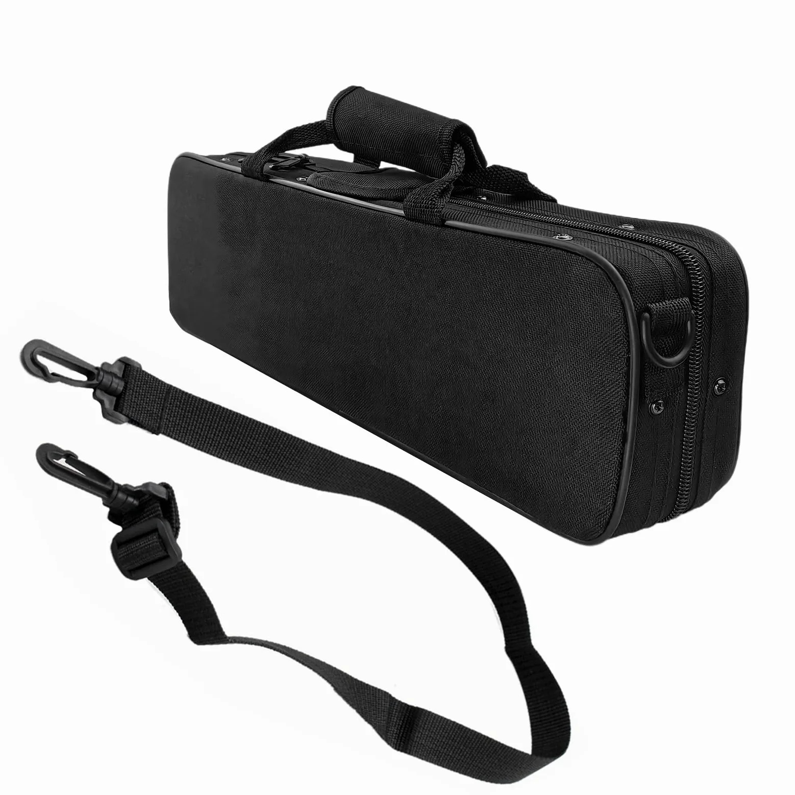 Etui flûte traversière, étui flûte sac de transport valise tissu Oxford imperméable avec bandoulière réglable, sac flûte sac messager accessoires Etui à fermeture éclair pour flûtes 16 trous
