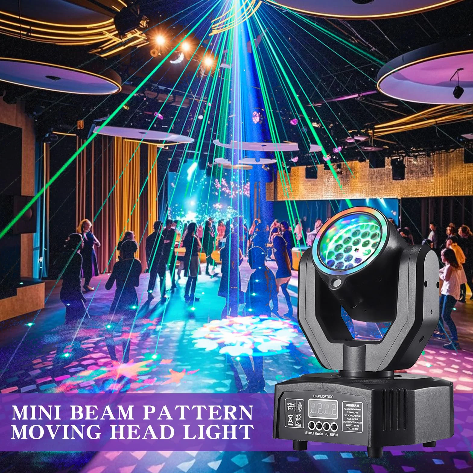 LT05 Lampe disco à tête mobile pour fête, projecteur DJ RVB contrôlé par la musique, projecteur à effet DMX, pour bar, karaoké, réunion de famille, mariage, anniversaire, Halloween