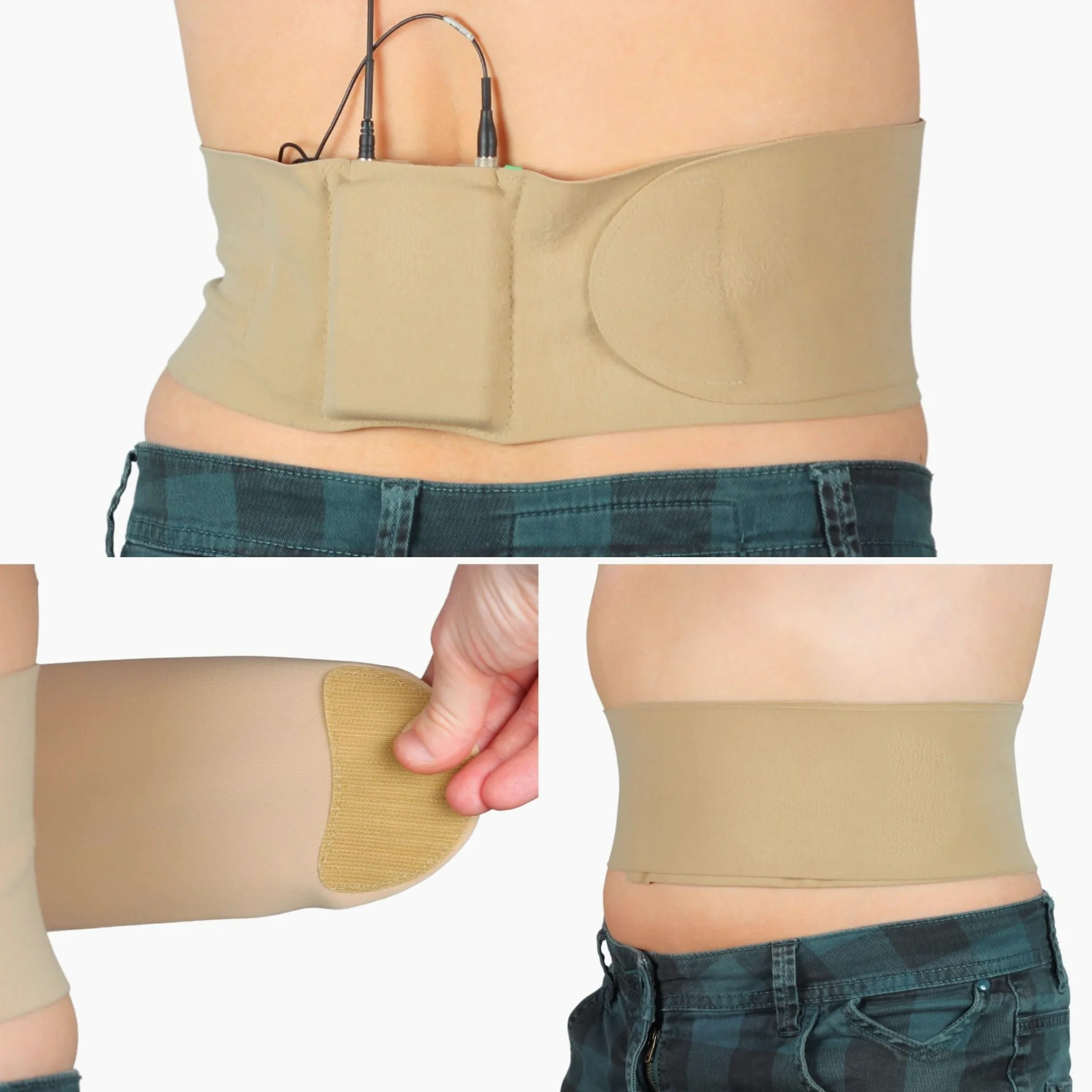 URSA Waist Strap - Sangles d'émetteur de microphone ultra fines, respirantes et extensibles. Compatible avec la plupart des émetteurs/récepteurs (beige, taille moyenne, grande pochette)