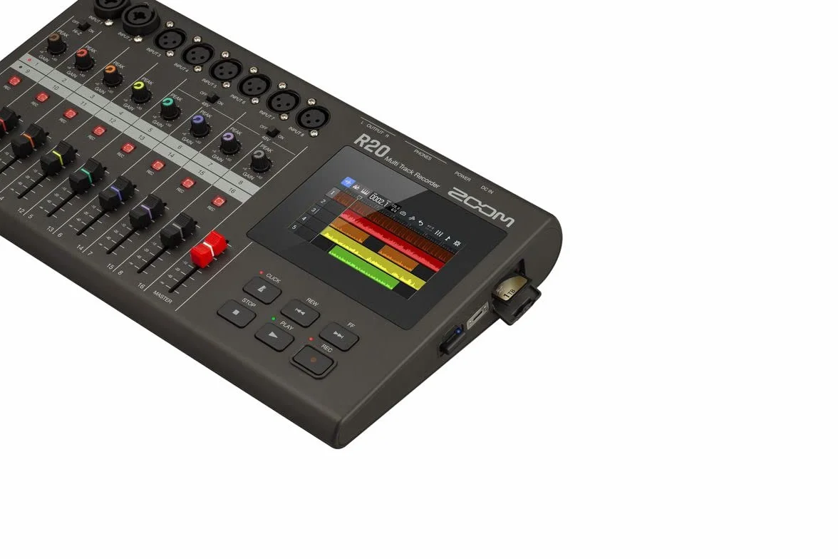 Zoom R20 Enregistreur 16 Pistes avec écran Tactile, 6 entrées XLR + 2 XLR-Jack, édition intégrée, Effets, synthétiseur, Boucles de Batterie et Interface Audio USB, pour Composition Musicale