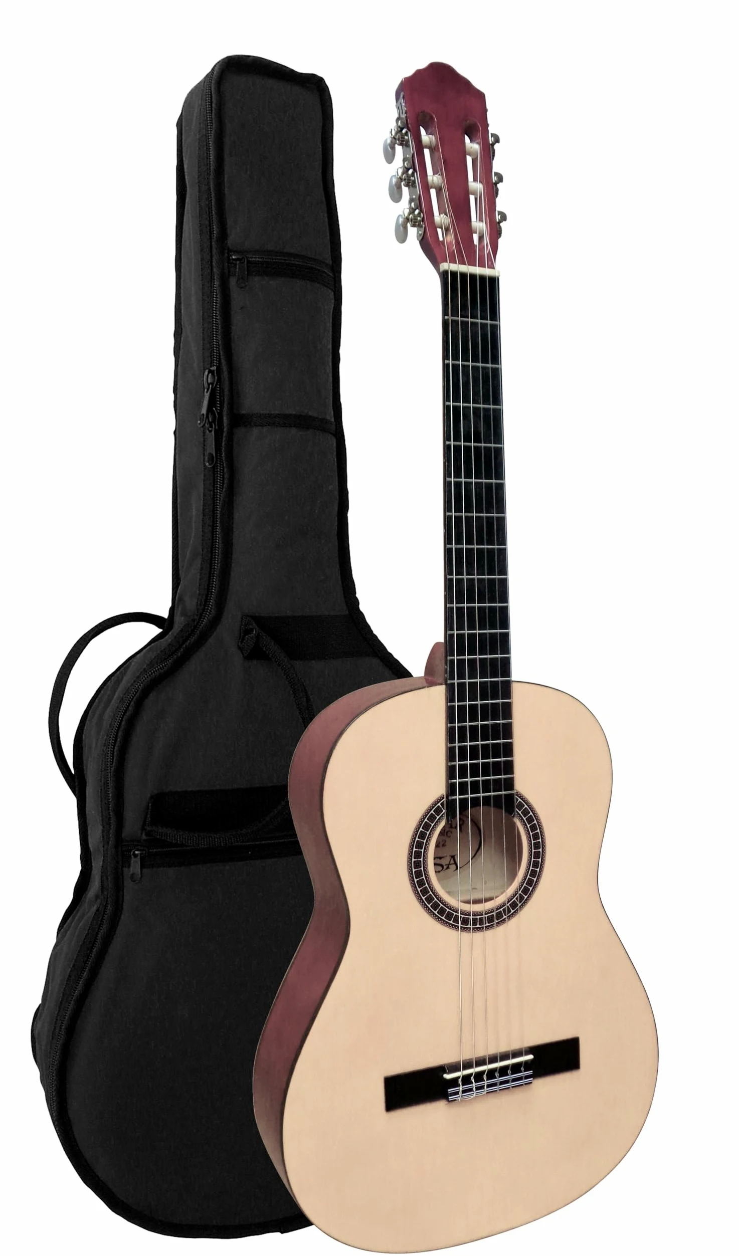 4/4 guitare classique nature avec accessoire, set sac, cordes, plectre, accordeur