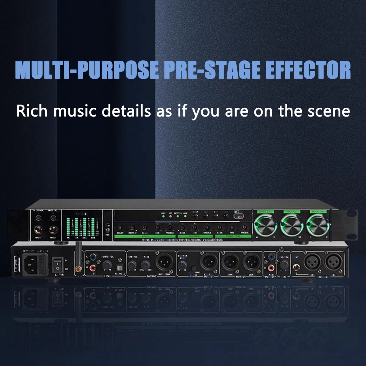 GZPKJ Processeur D'effets Vocaux, Processeur Audio Anti-hurlement Professionnel, Méthodes De Transmission Audio Multiples, Affichage LED, pour Réverbérateur Domestique, Karaoké, Scène, Église