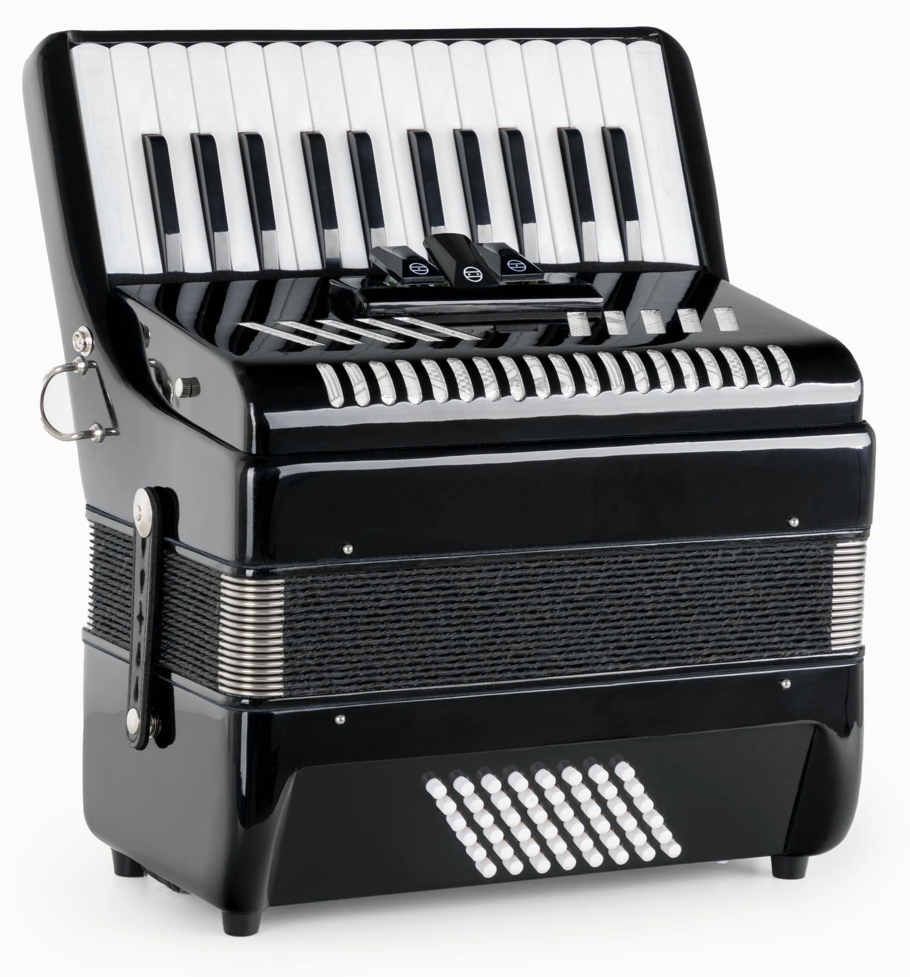 Accordéon Classic Cantabile 48 Basses "Secondo V" - Accordéon à touches - 2 voix - 26 touches aiguës - avec sangles & housse sac à dos - Noir