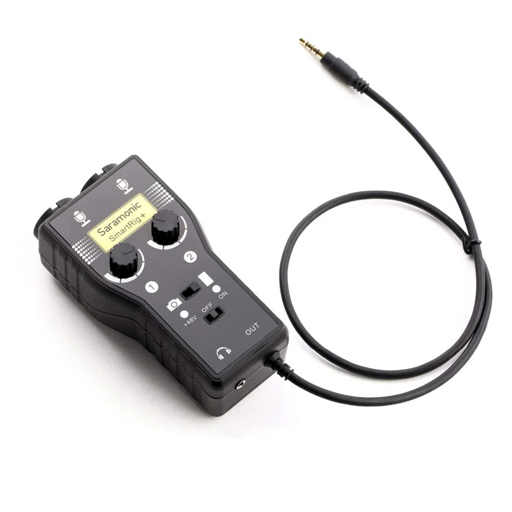Saramonic SmartRig+ Microphone karaoké XLR / 3,5 mm à 2 canaux Mélangeur Audio Préampli et Interface de Guitare pour appareils Photo Reflex numériques Caméscope iPhoneX 8 7 et iPad Smartphone Android