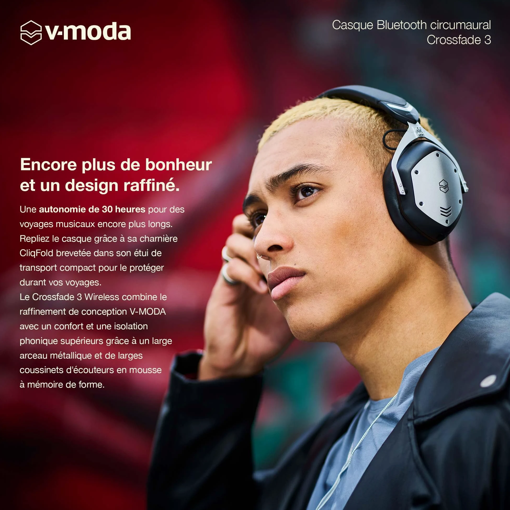 Crossfade 3 V-MODA | Le Casque Filaire circumaural favori des Meilleurs DJs | Un Son Punchy idéal pour l'ambiance survoltée des Clubs – Bronze Noir