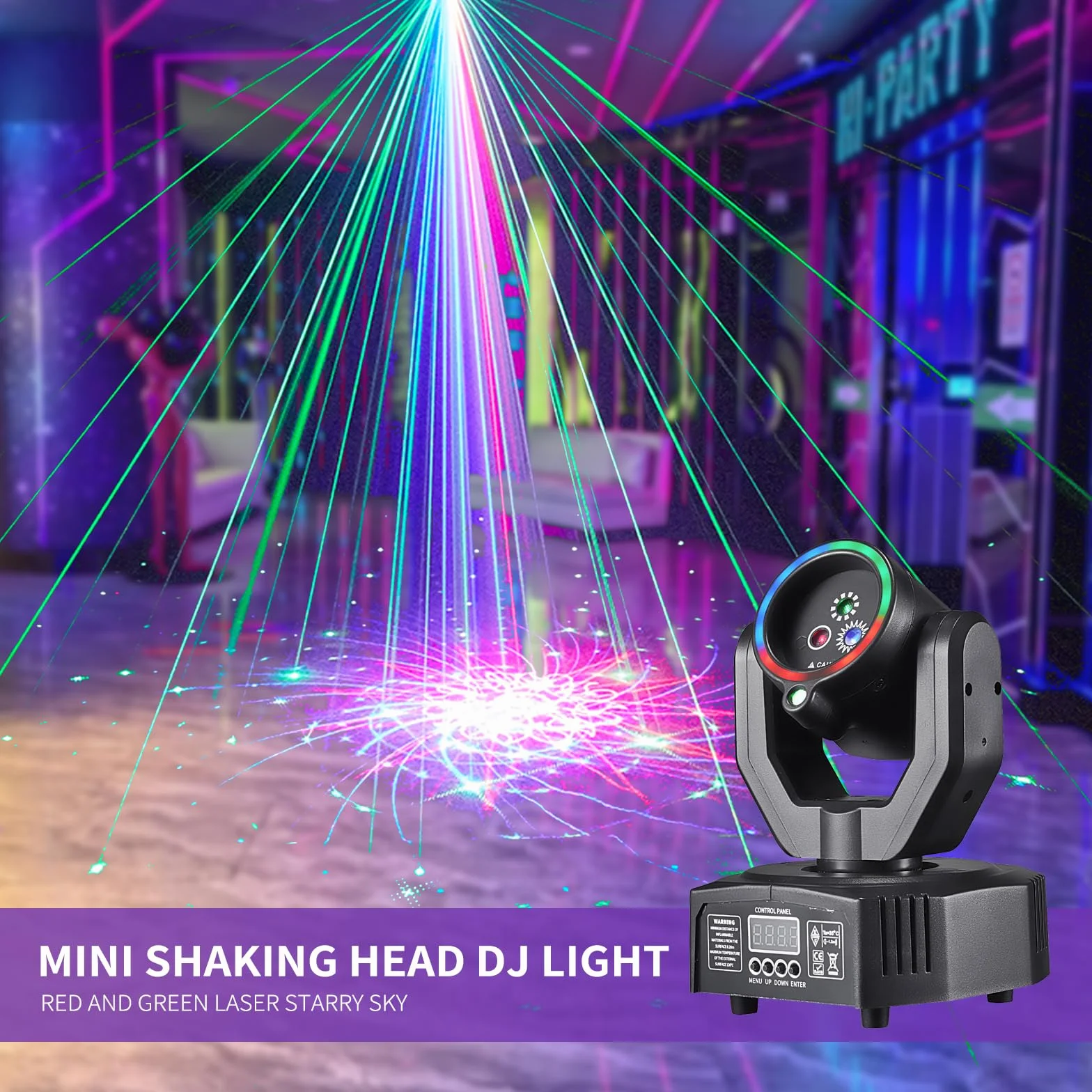 LT04 Lampe disco à tête mobile pour fête, projecteur DJ RVB contrôlé par la musique, projecteur à effet DMX, pour KTV, réunion de famille, mariage, anniversaire, Halloween
