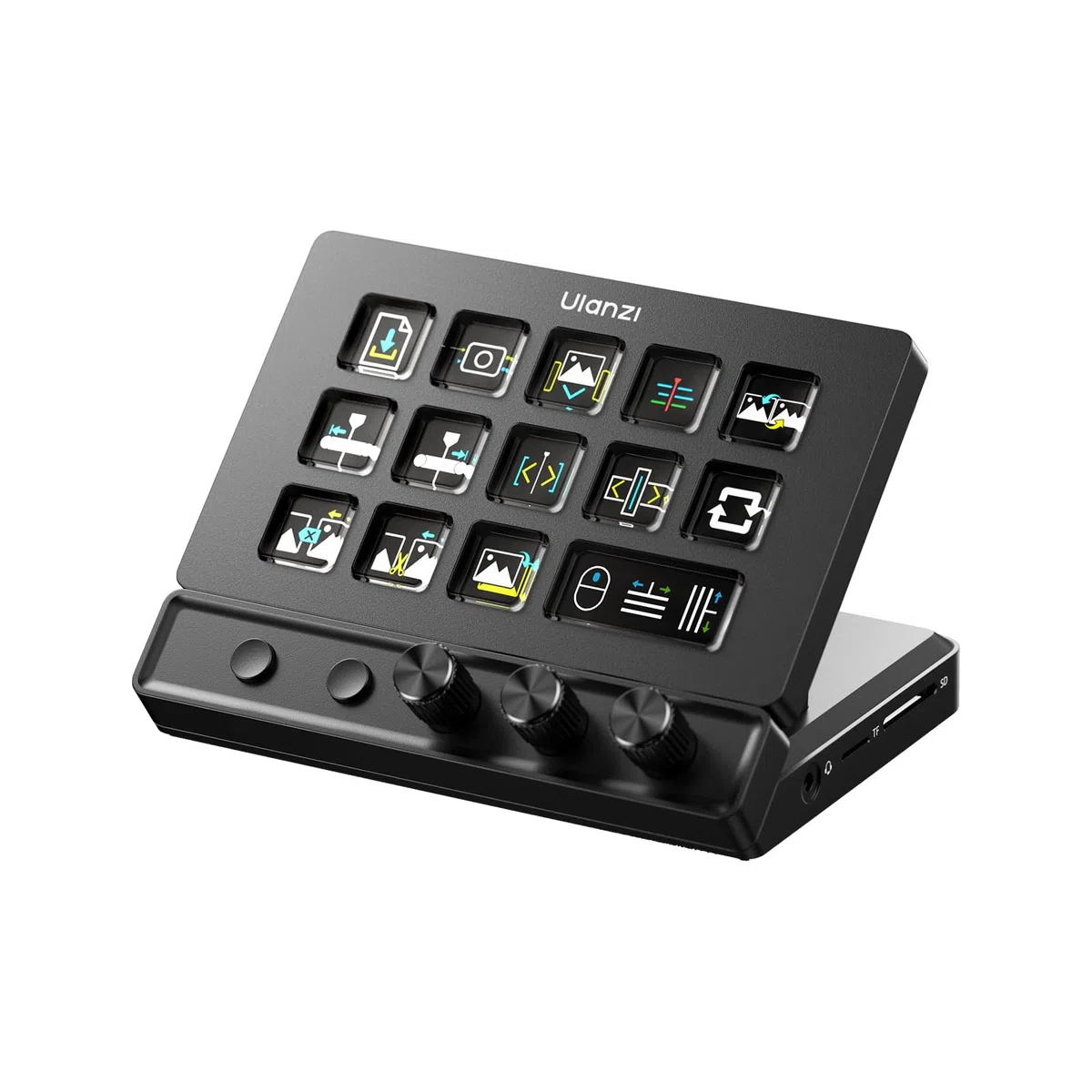 ULANZI D200X Stream Controller avec 14 Touches LCD Personnalisables, Clavier Macro Programmable à 3 Boutons Rotatifs, Deck Contrôleur avec 8-en-1 USB-C Hub 4K HDMI, YouTube, Twitch, Mac/PC