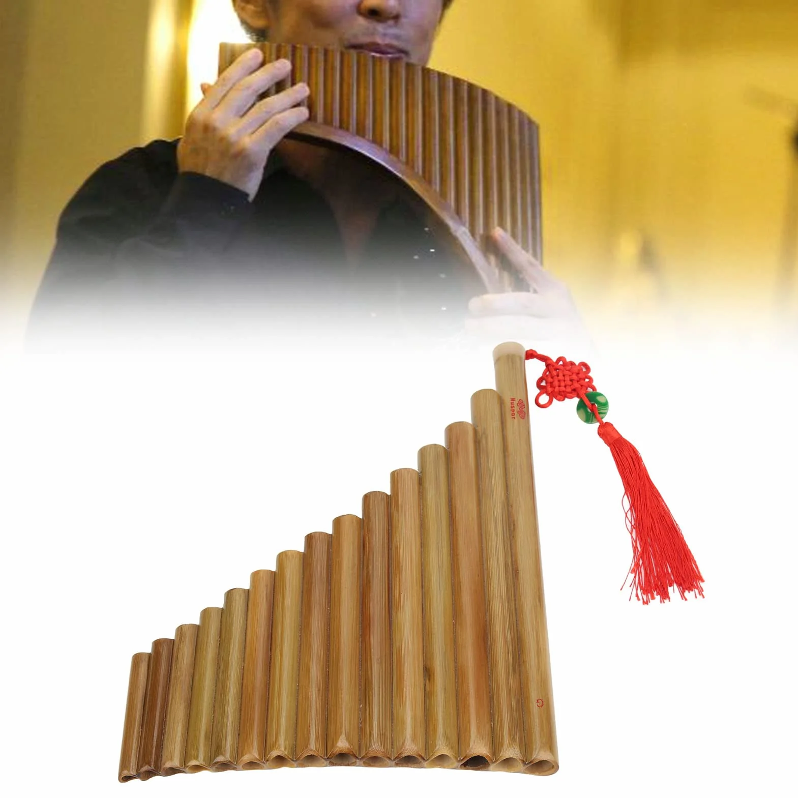 POENVFPO Flûte de Pan, 15 Tuyaux G clé Flûte de Pan Flûte de Bambou Instrument de Flûte de Pan pour Instrument de Musique Traditionnel Chinois (Main Droite)