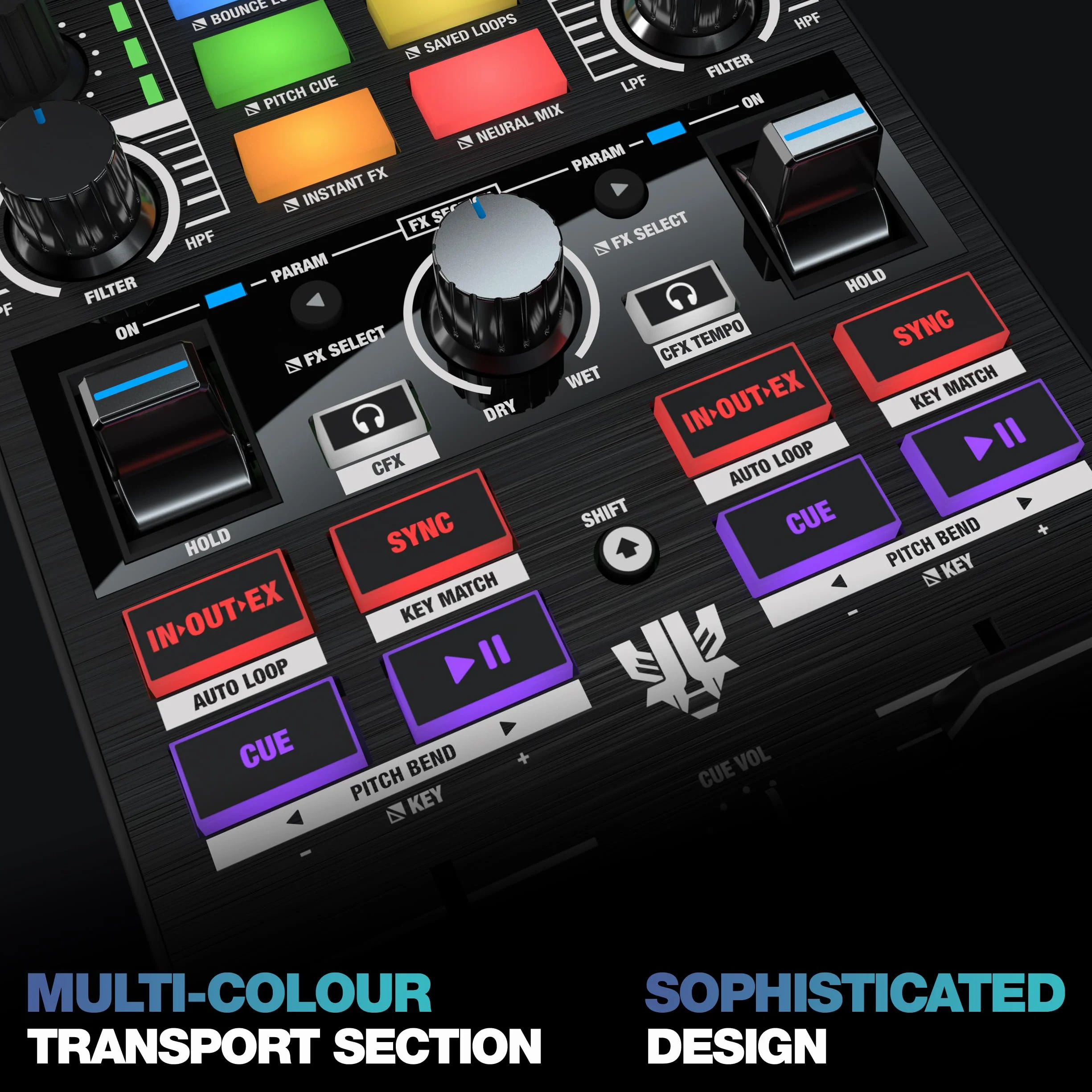 Reloop Mixtour Pro - Contrôleur DJ tout-en-un ultra-portable de haute qualité à 4 platines avec interface audio