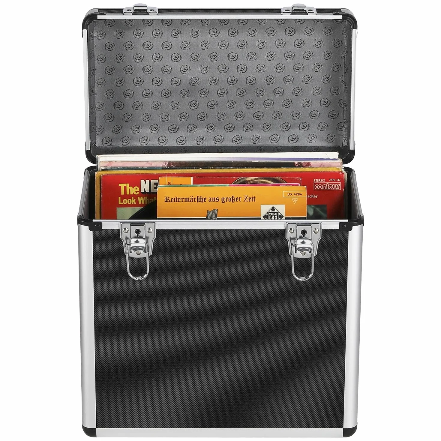 Yaheetech Étui pour Disques Vinyles de 33 Tours Mallette de Rangement pour Collection de DJ Valise Vinyles avec Fermeture à Clé pour 50 Albums 35x20x36 cm Noir