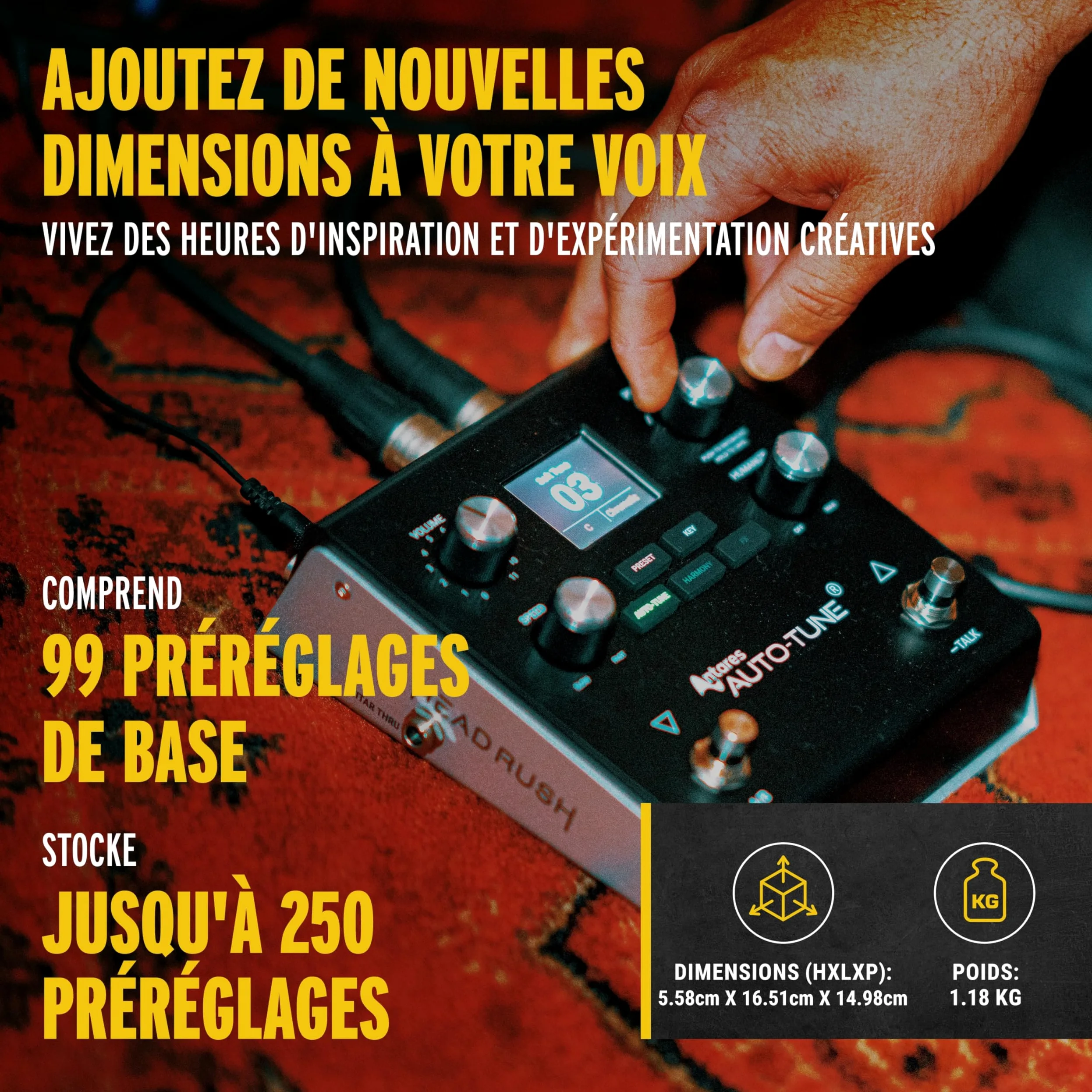HeadRush VX5 - Pédale d'effets Vocaux avec Antares AutoTune, Correction de Tonalité en Temps Réel, Harmonie vocale, Entrées Guitare et Micro, Interface Audio