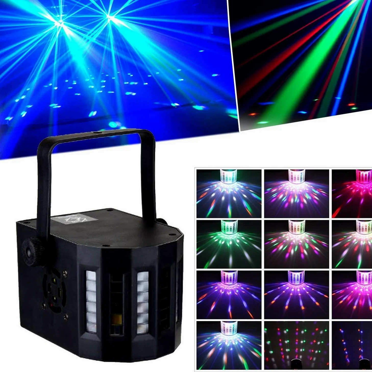 PACK Jeux de lumière Sono DJ LIGHT 2 EFFETS DERBY Noir 4 LEDs RGBW