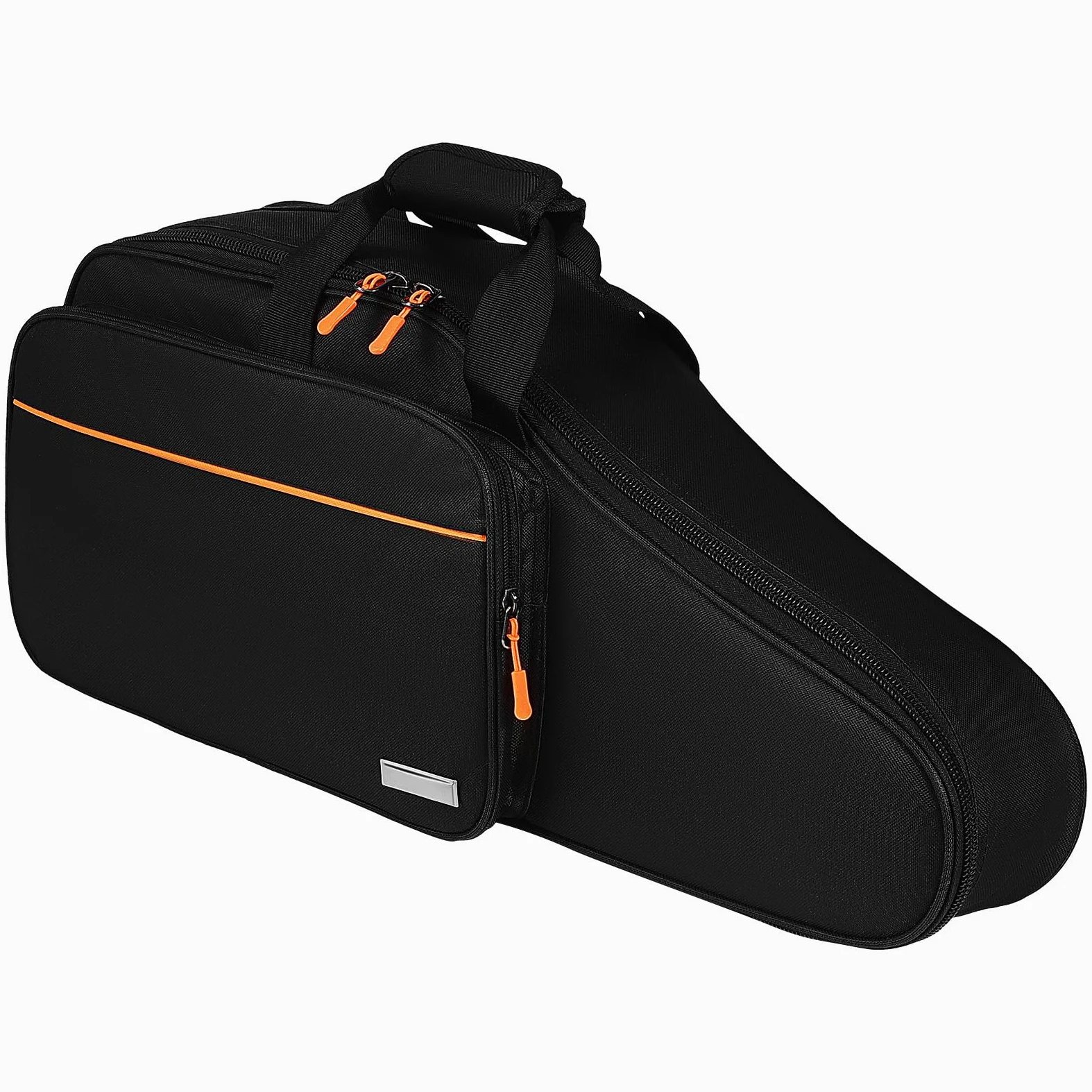 Vaguelly Valise pour saxophone alto Oxford étanche avec rembourrage de 18 mm, bandoulière, poche extérieure, de transport léger pour saxophone Noir
