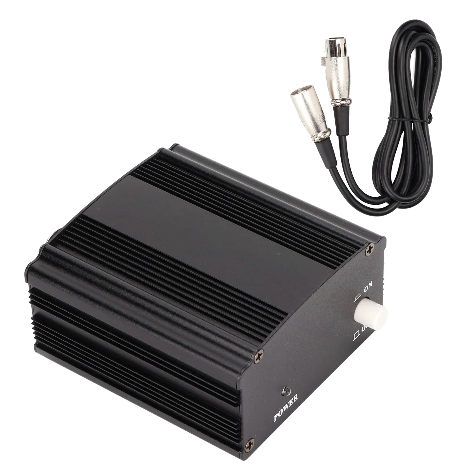 ASHATA Alimentation Fantôme 48 V, Alimentation Fantôme Professionnelle Portable Anti-Bruit avec Câble XLR 3 Broches pour Tout Microphone à Condensateur équipement D'enregistrement de Musique(EU)