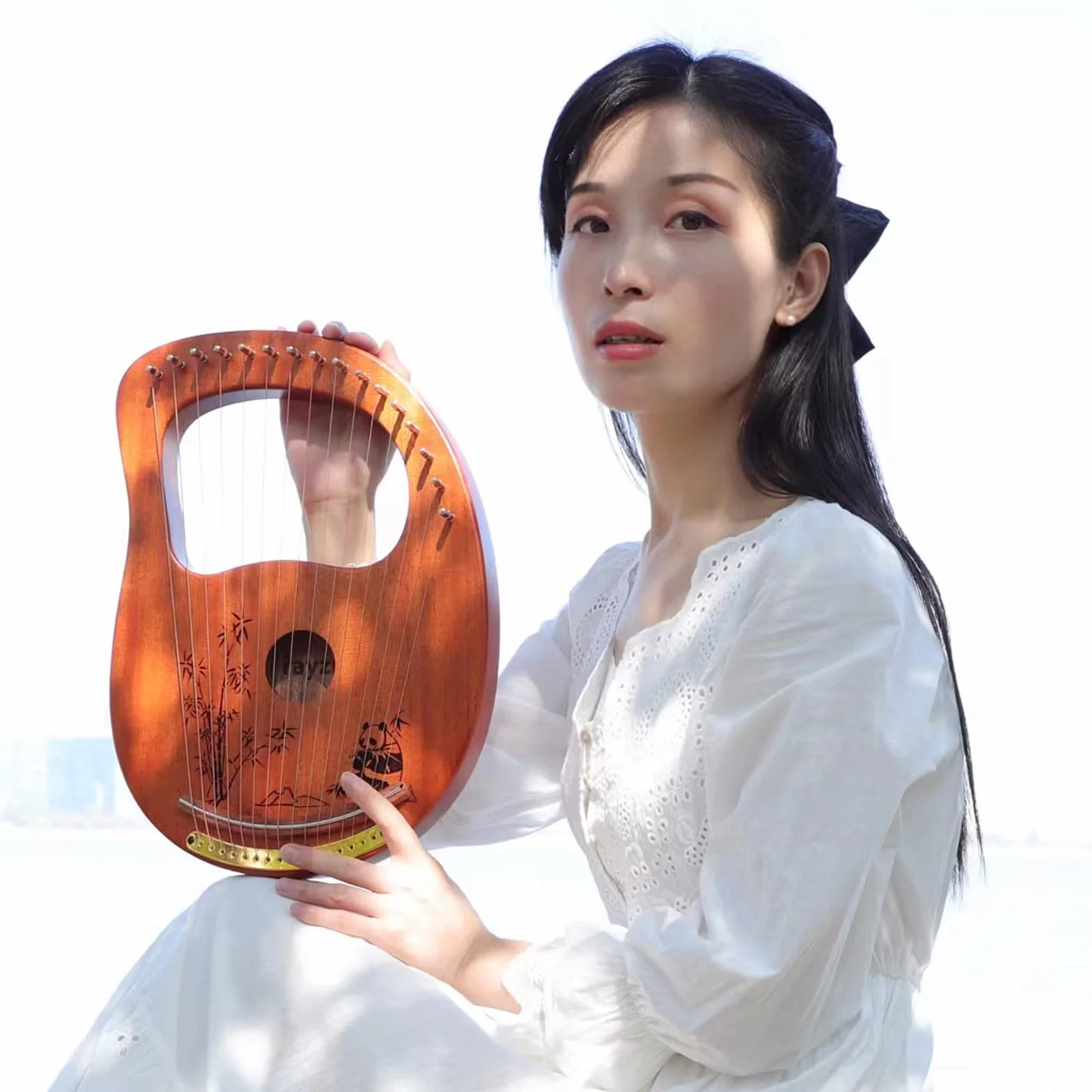Rayzm Lyre Harp, Instrument de Lyre en acajou en bois massif avec conception brevetée, Harpe Portable 16 cordes en métal Lye pour adultes/enfants/débutants