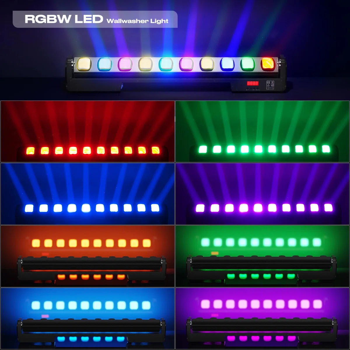 UKing 250W Wallwasher Lumières de Scène, RGBW 4in1 LEDs dmx512 Swing Spotlights Luminaires DJ Luminaires Muraux D'extérieur pour Bars, Discothèques, Fêtes, Mariages