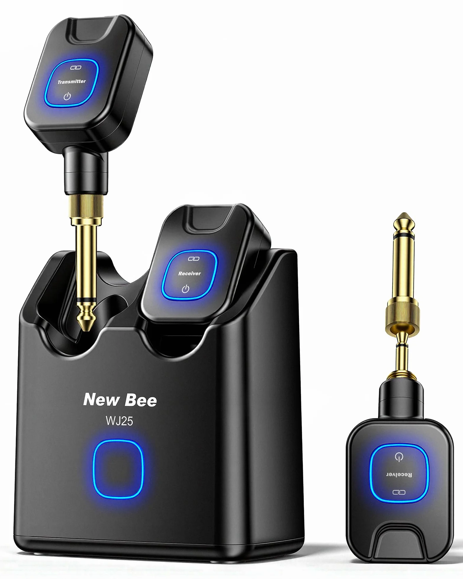 Système de Guitare Sans Fil 5.8GHz, 6 Canaux, Récepteur Émetteur Rechargeable 2 Types de Prises pour Batterie, Clavier Numérique, Violon Électrique, Guitare, Basse