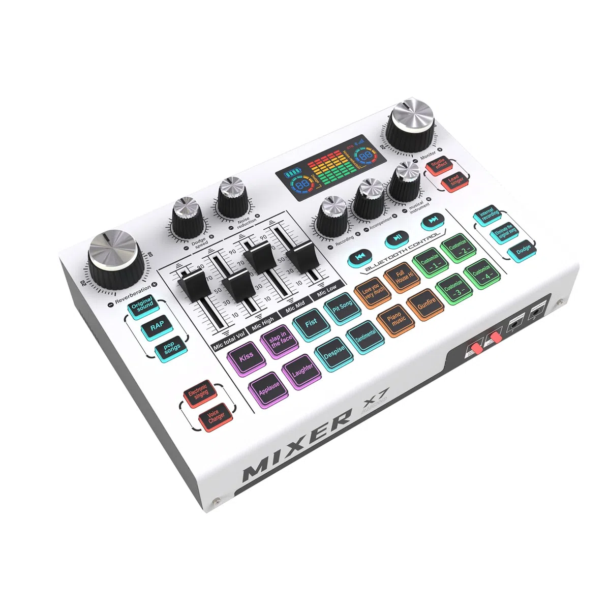 Docooler Mixeur Audio, Mixeur PC pour Streaming de Jeux avec Curseur, Interface Microphone XLR, Surveillance, pour Enregistrement de Voix/Jeux/Podcast, Table de Mixage Audio avec Multiples Effets